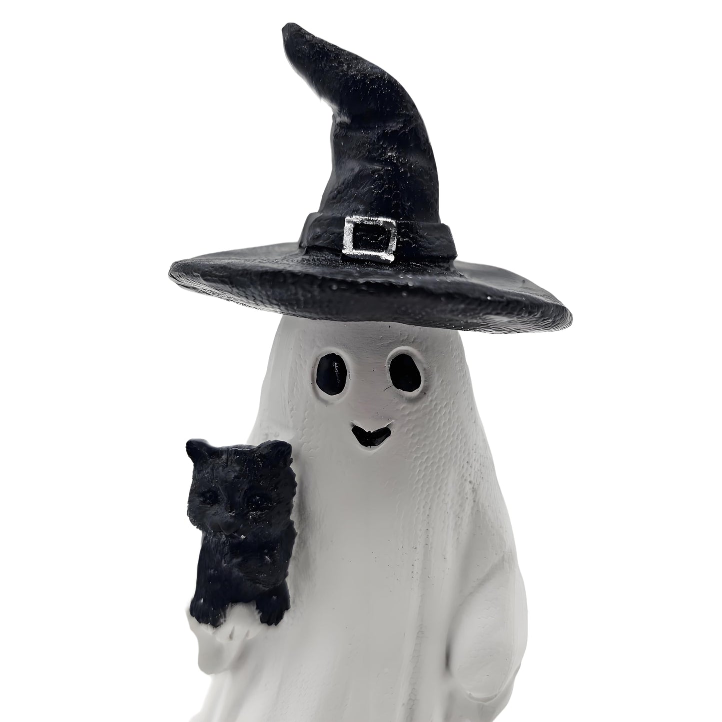 HARUHI Adorable Spooky Ghost Statue Figurine Cute Halloween Decor for Desk Shelf Home & Garden Decoration（Ghost with Cat）