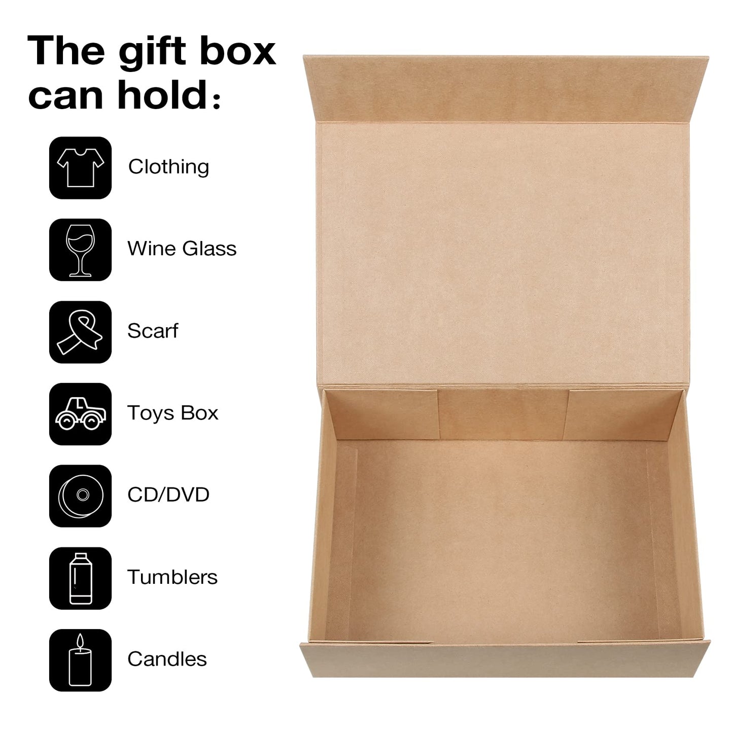 Aimyoo Brown Collapsible Gift Box with Magnetic Closure Lids 13.8x9x4.3 in, Large Bridesmaid Groomsman Proposal Boxes, Rectangle Present Box for Graduation Birthday Storage 1 Pack