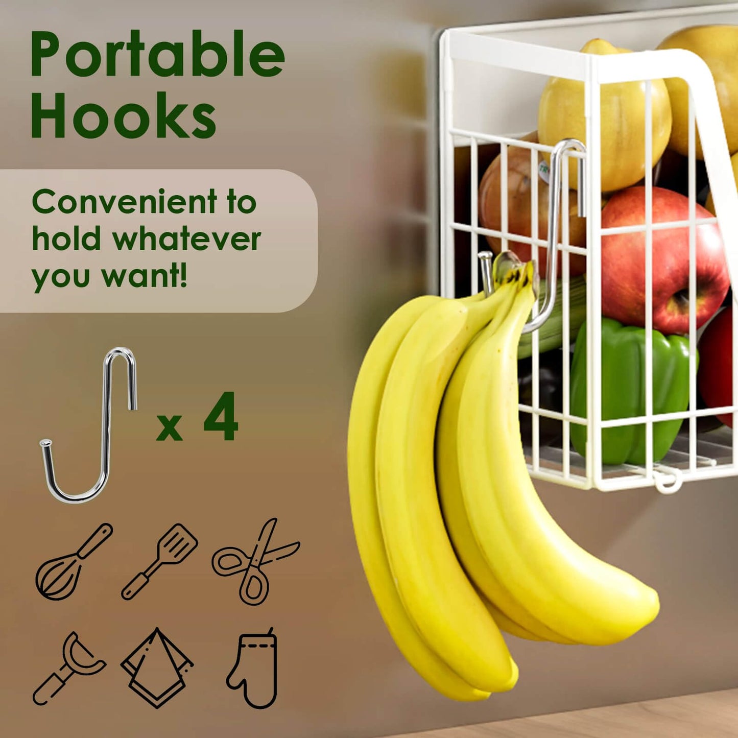 YIWANFW 2 Set Magnetic Fridge Shelf, White Magnetic Fruit Basket for Refrigerator Organizer Storage, Potato and Onion Storage Bins, Wire Baskets Magnet Rack for Laundry Washing Machine Kitchen Shelves