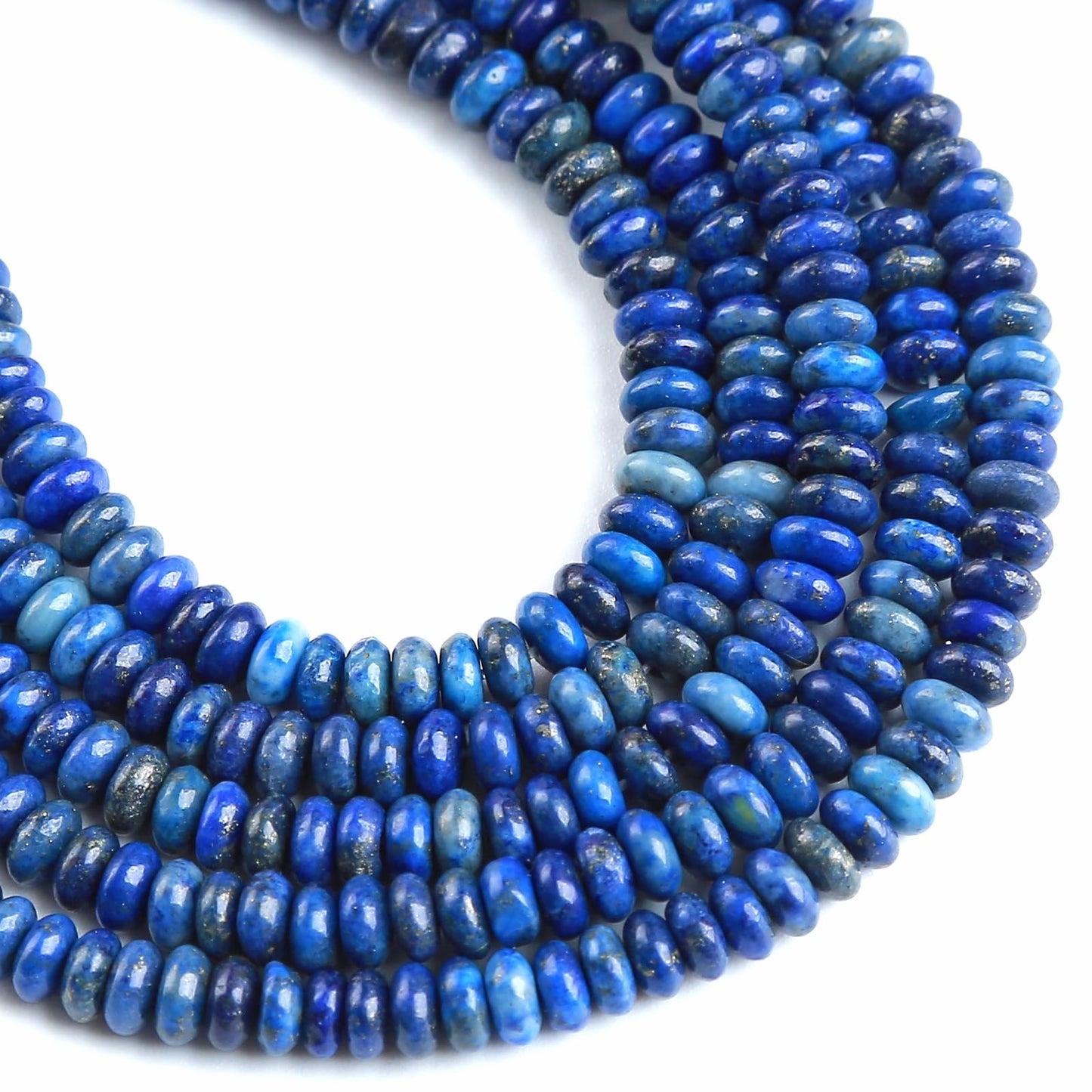 150PCS 2x4mm Natural Lapis Lazuli Rondelle Beads Abacus Disk Stone Beads Round Loose Spacer Gemstone Beads for DIY Bracelet Necklace Jewelry Making
