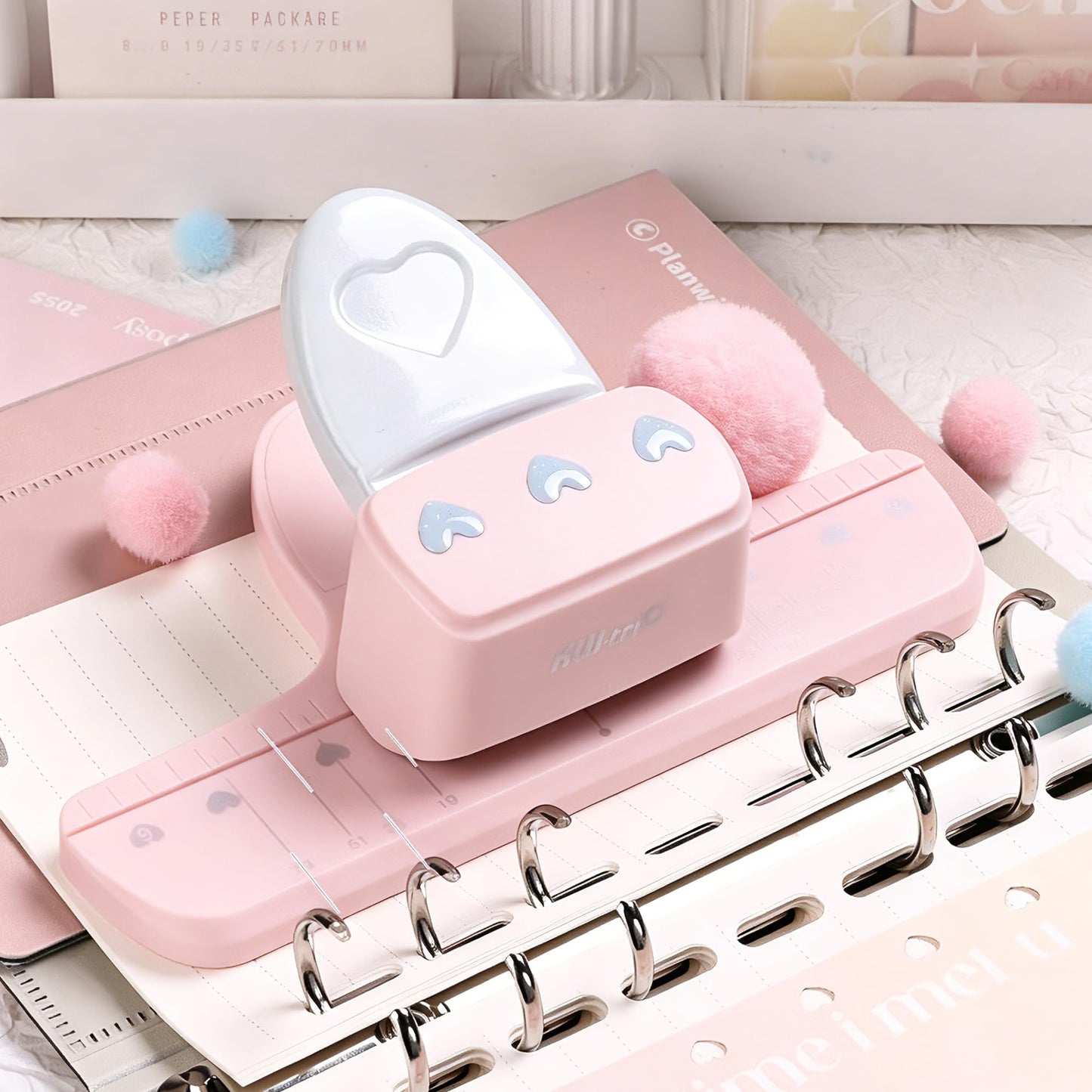 CATaireen Journal Paper Punch Kit Round Square Heart Mushroom Hole Puncher Craft Scrapbooking Tools Set Scrapbook Essentials Supplies (4.55 mm 3 Heart Holes)