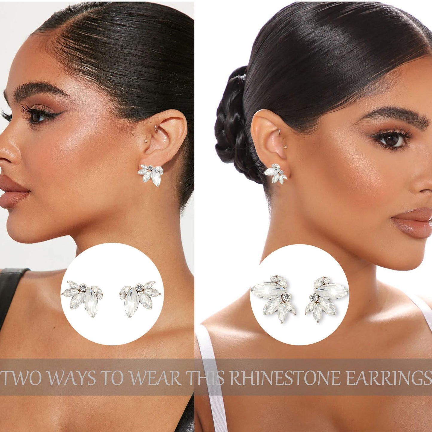 Clear Rhinestone Earrings Cute Small Crystal Earring Stud for Women Wedding Prom Party Cluster Earrings