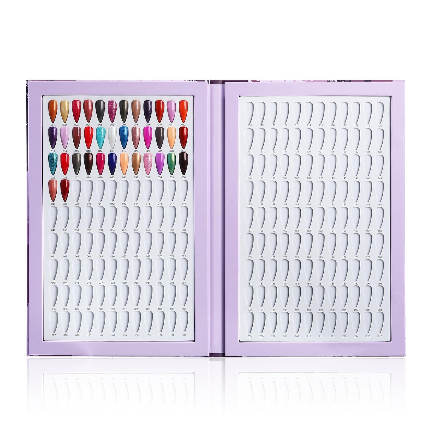 Acycoin2A 216 Nail Color Chart Display Gel Polish Color Book with 240 False Nail Tips and Number Sticker (A)