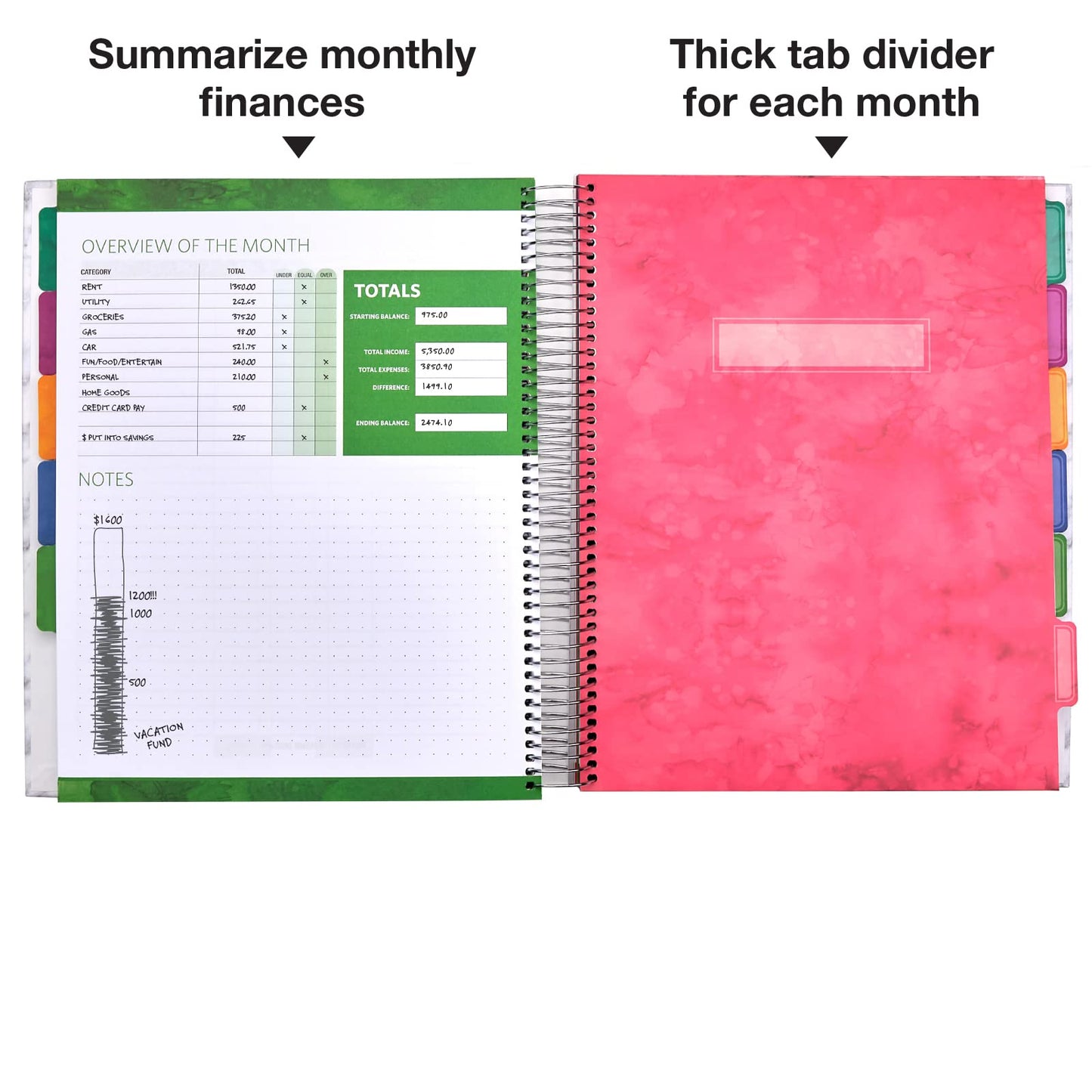 Global Printed Products Budget Planner & Monthly Bill Organizer With 12 Envelopes and Pockets. Expense Tracker Notebook and Financial Planner Budget Book to Control Your Money, 8.5" x 11", Blue Marble
