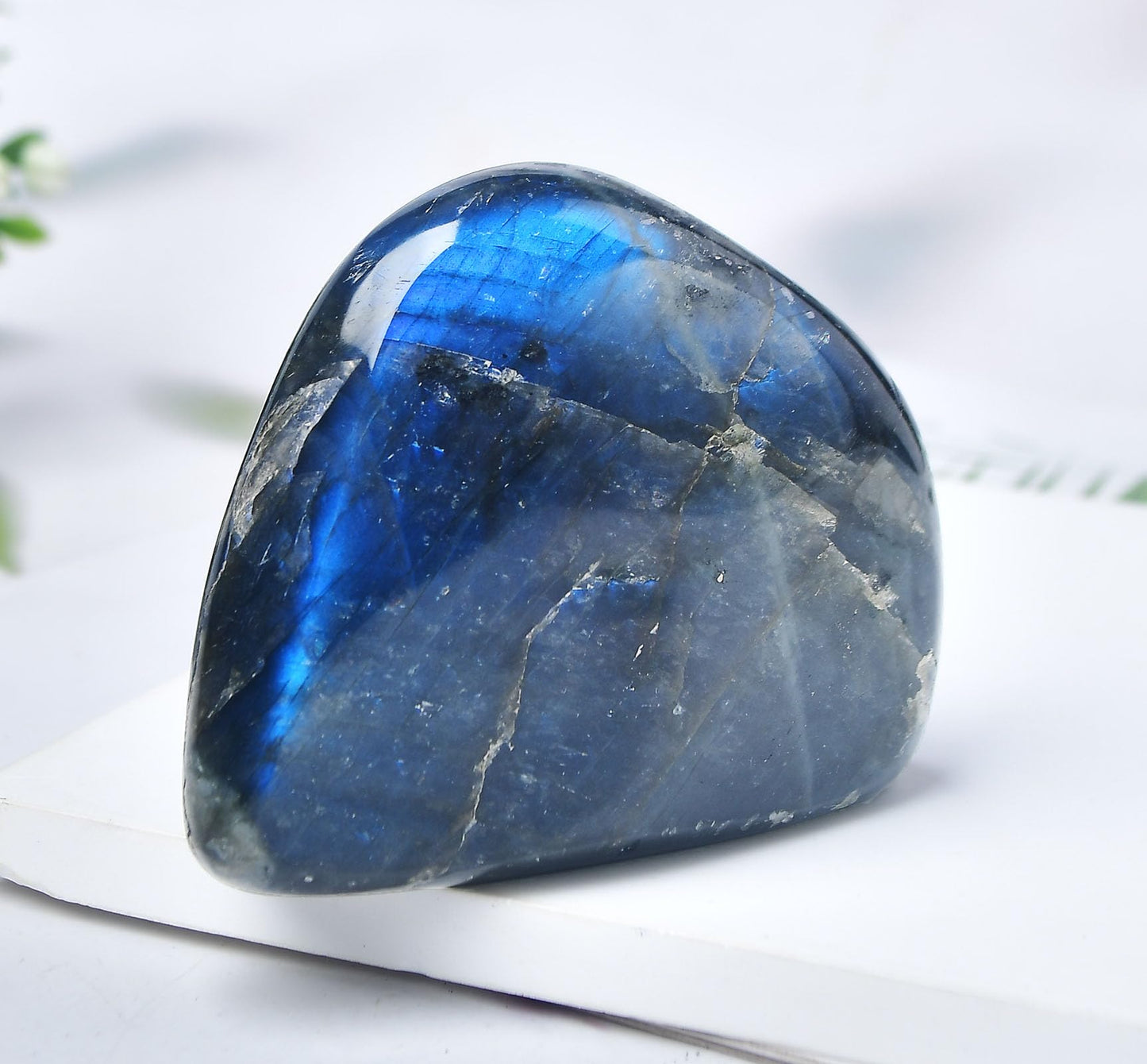 FZBHRO Large Labradorite Rock Polished Slab Block Healing Crystal Stone for Meditation Gift Home Decor 1.7-2.2 Pound