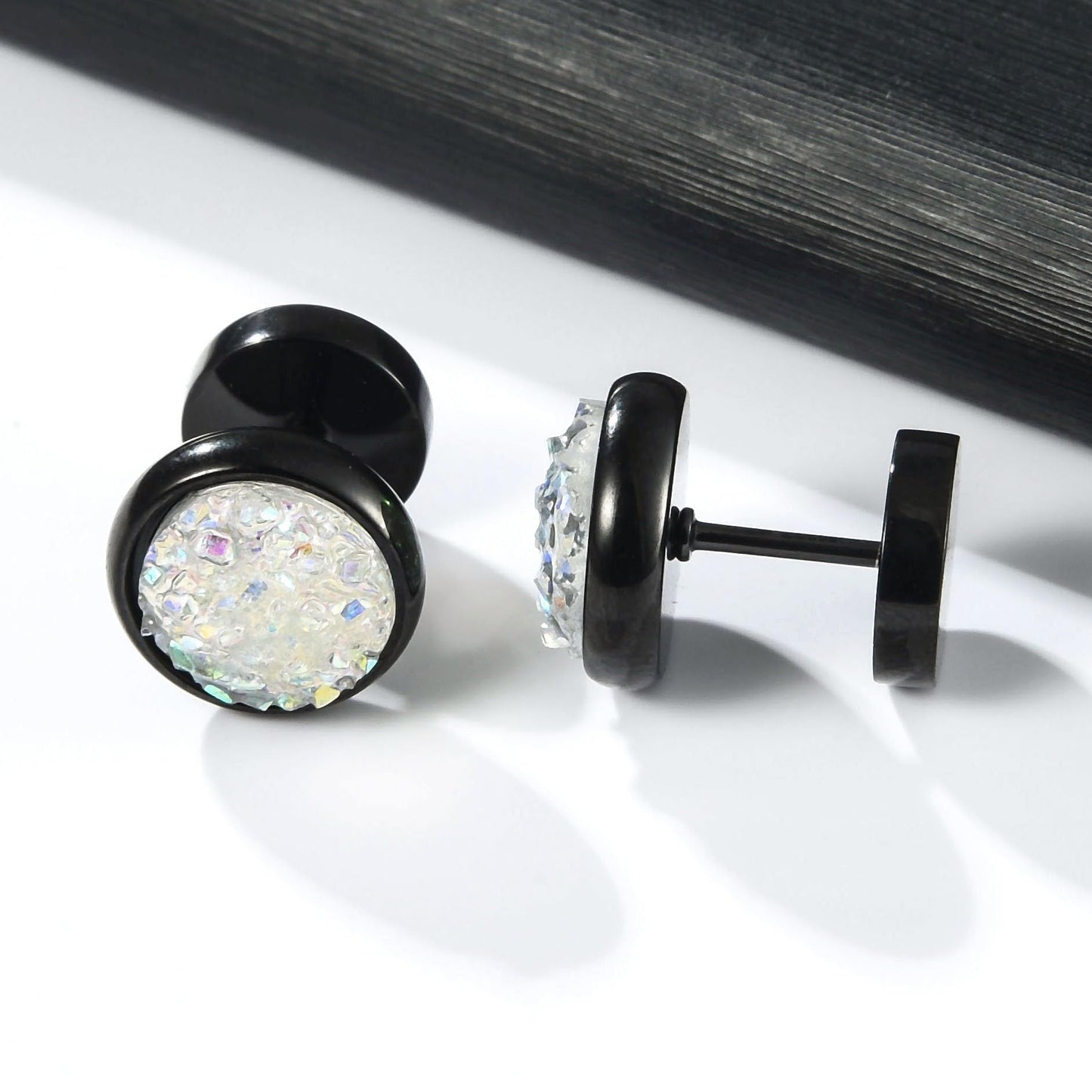 Women Men Flat Back Stud Earrings Non-Nickel Crystal Stone Earrings Titanium Stainless Steel Hypoallergenic Cartilage Earrings Stud for Sensitive Ears