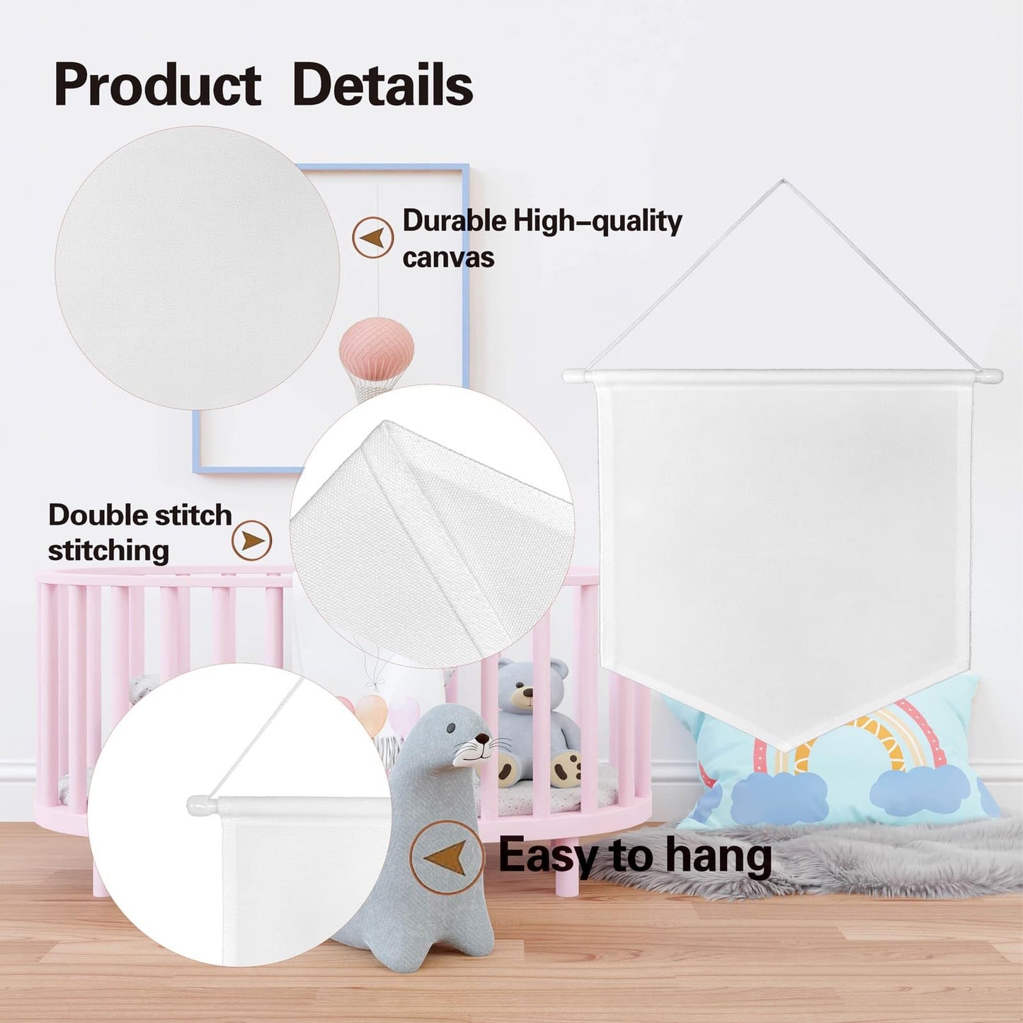 TTXXLL 30pcs Blank Canvas Banners 10.82"x11.81",12oz Fabric Canvas Wall hanging Art for DIY Kids Room Decor,Jewelry Storage Case Stand Enamel Pin Wall Display Banners for Enamel Lapel Badge Collection,Birthday,Educational Play