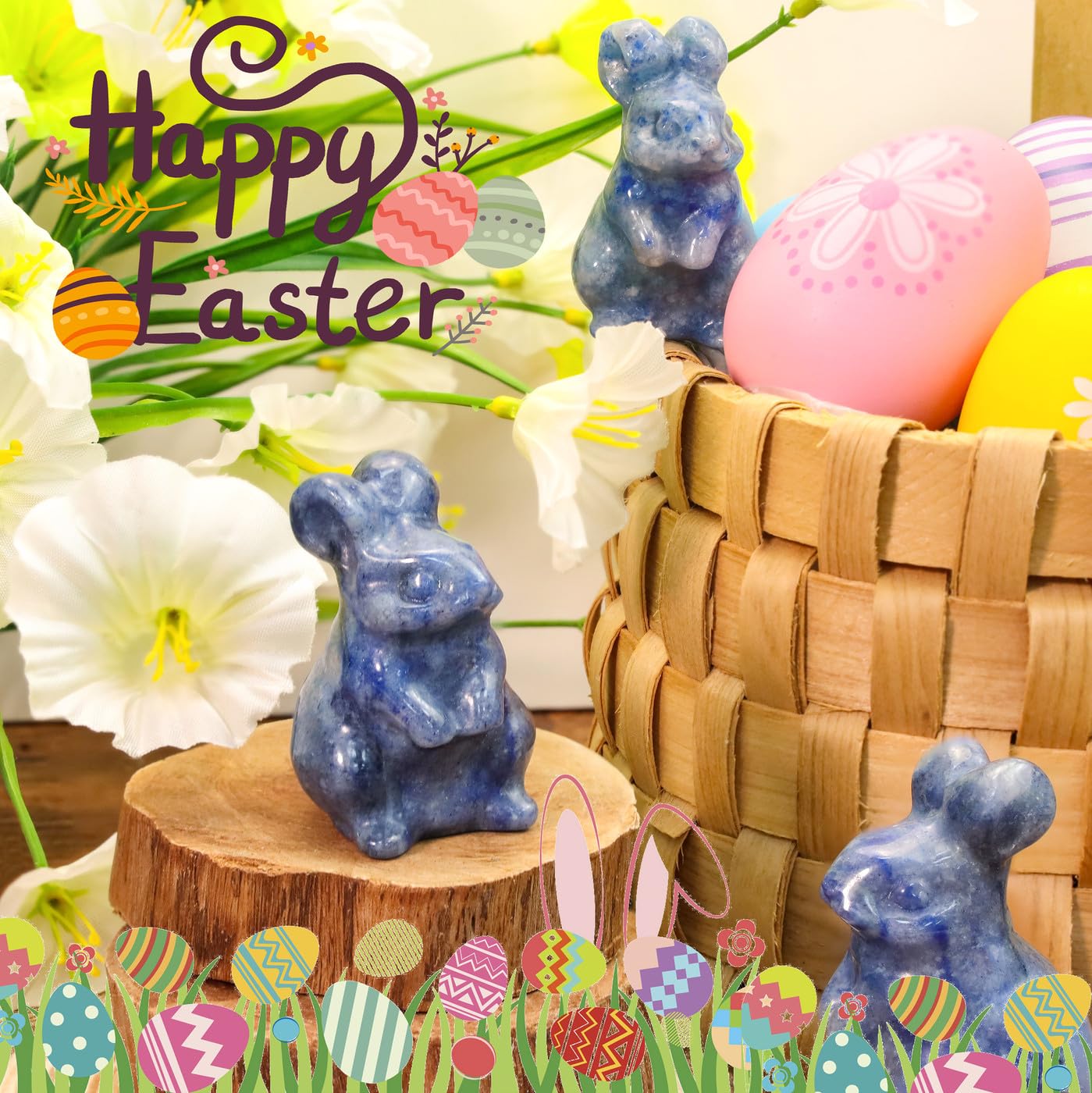 DUQGUHO Black Obsidian Bunny Decor Crystals Rabbit Statue Pocket Polished Natural Gemstone Crystals Figurines for Easter Decoration Office Room Desk Decor 1.5’’ Gifts for Women 1PC
