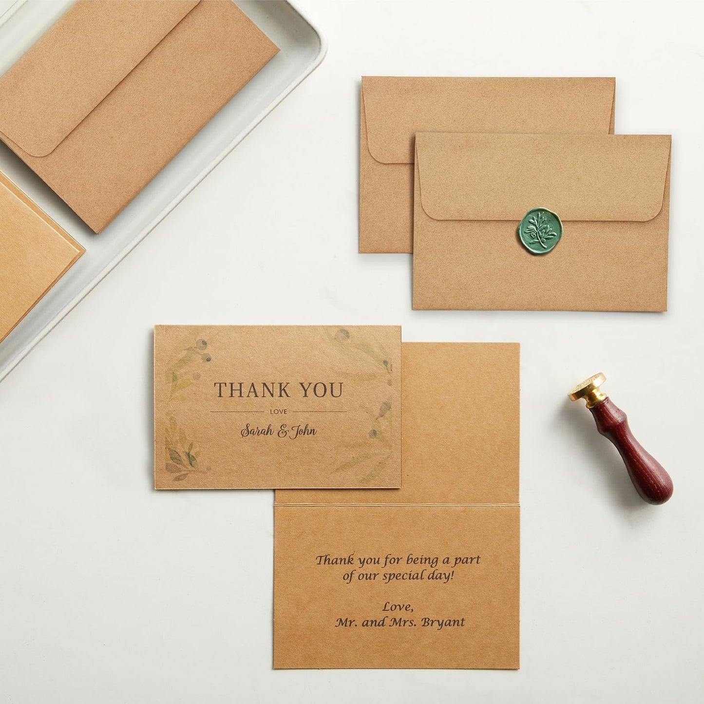 Blank Kraft Paper Cards & Envelopes - 4 x 6 in, 100-Pack - For Wedding Invitations & Birthday Greetings - DIY Card Making Supplies