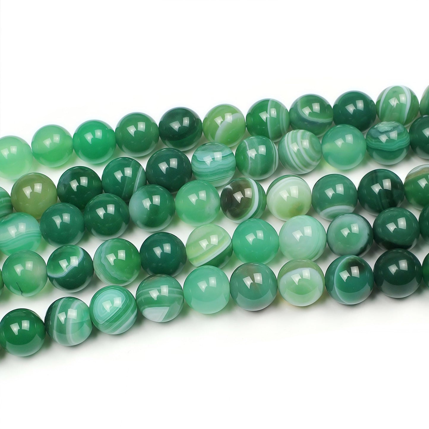 MJDCB Natural Stone Beads Green Striped Agate Round Loose Beads for Jewelry Making DIY Bracelet Necklace (6mm)