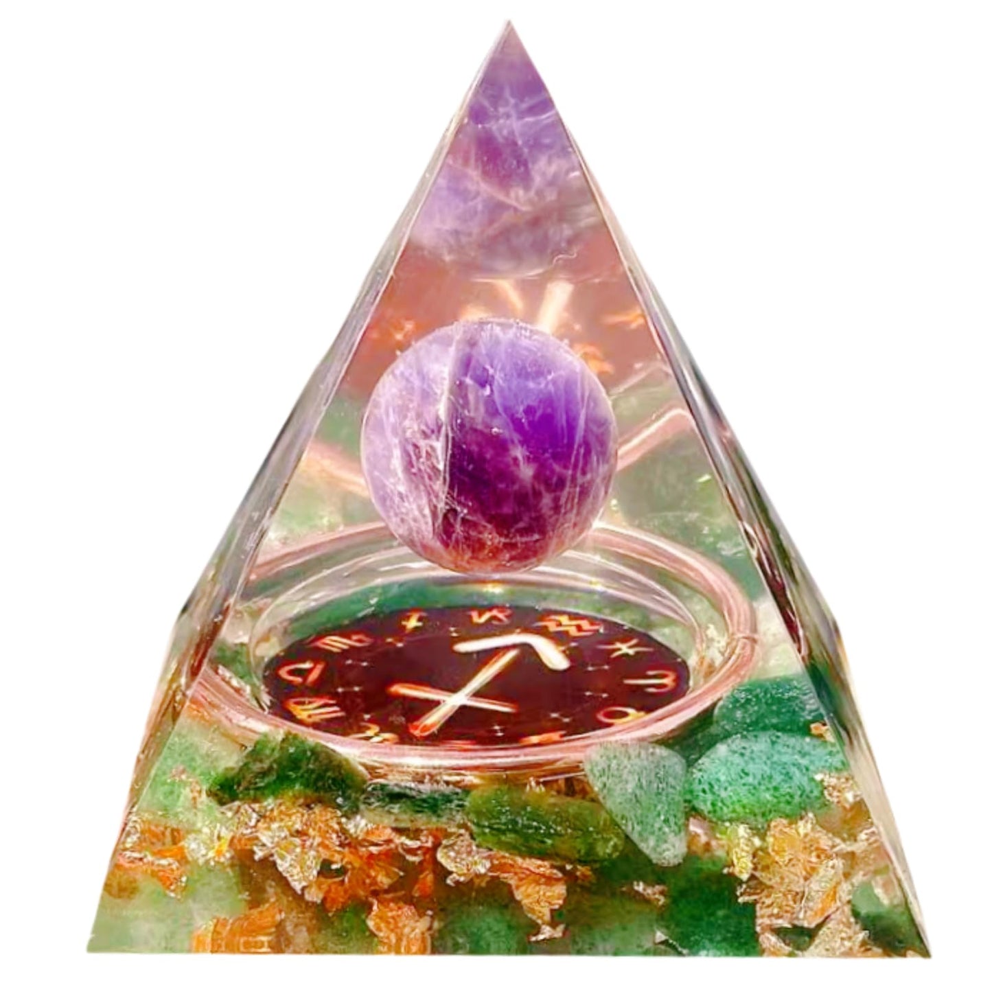 Saefheled Twelve Constellations Sagittarius Orgone Pyramid,Natural Amethyst&Green Strawberry Orgonite Crystal Healing Pyramid for Protection Chakra,Unique Constellation Pyramids for Positive Energy
