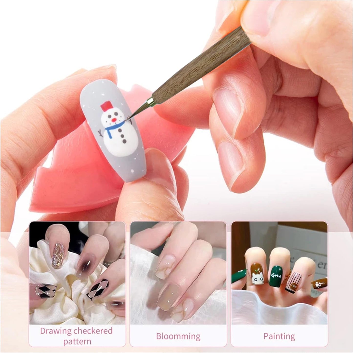 DANNEASY 1pc Kolinsky Nail Art Brushes Painting, Nail Design Brushes Drawing Nail Brush Acrylic 3d Paint Brush for Nails Manicure Brush Nail Tool
