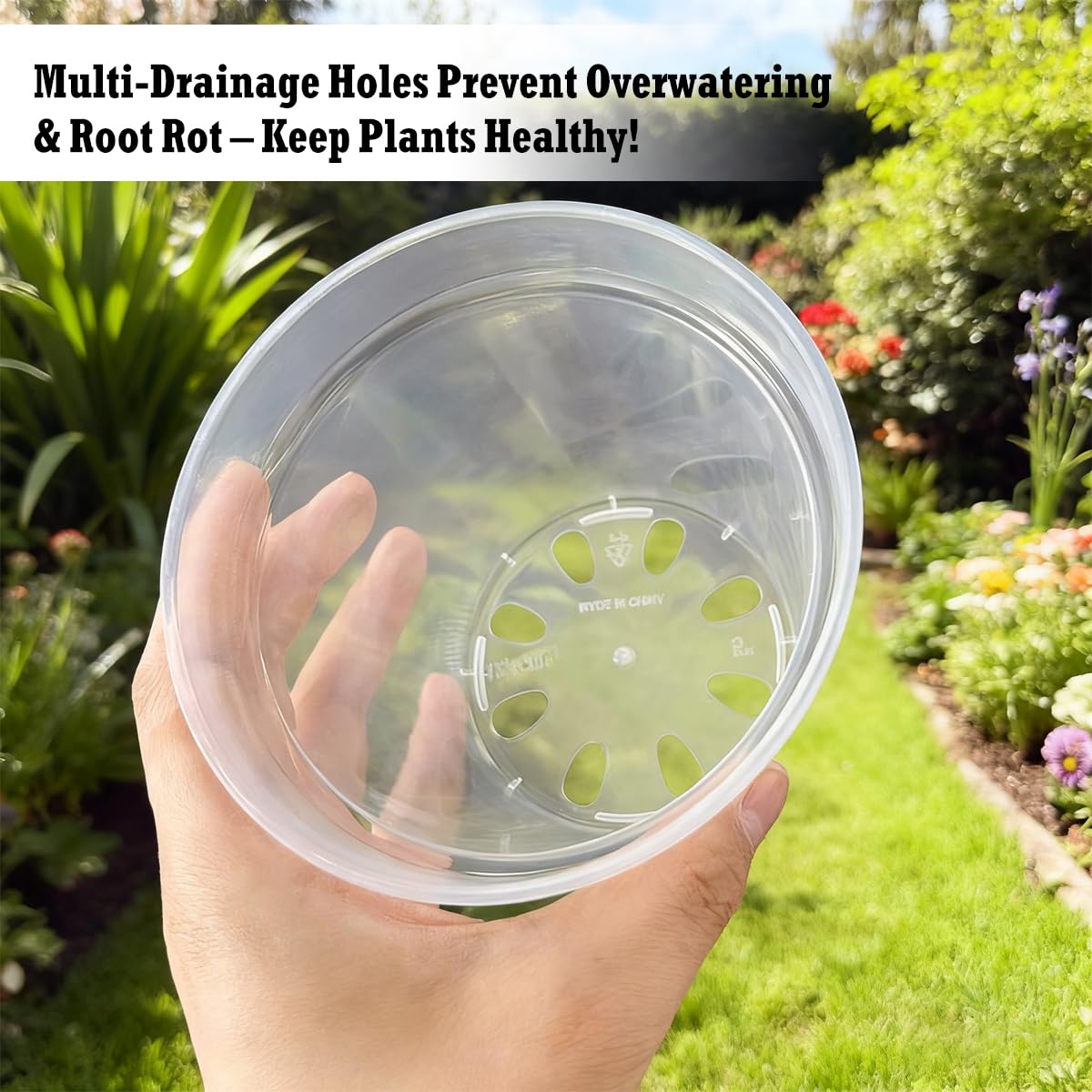 Vankcp 24 Pcs 4/5/6/7/8/9 Inch Clear Nursery Pots with Drainage Holes, Transparent Variety Pack Plastic Plant Pot for Plants, Clear Seedling Planter Pots for Flowers Vegetable Succulents Herbs