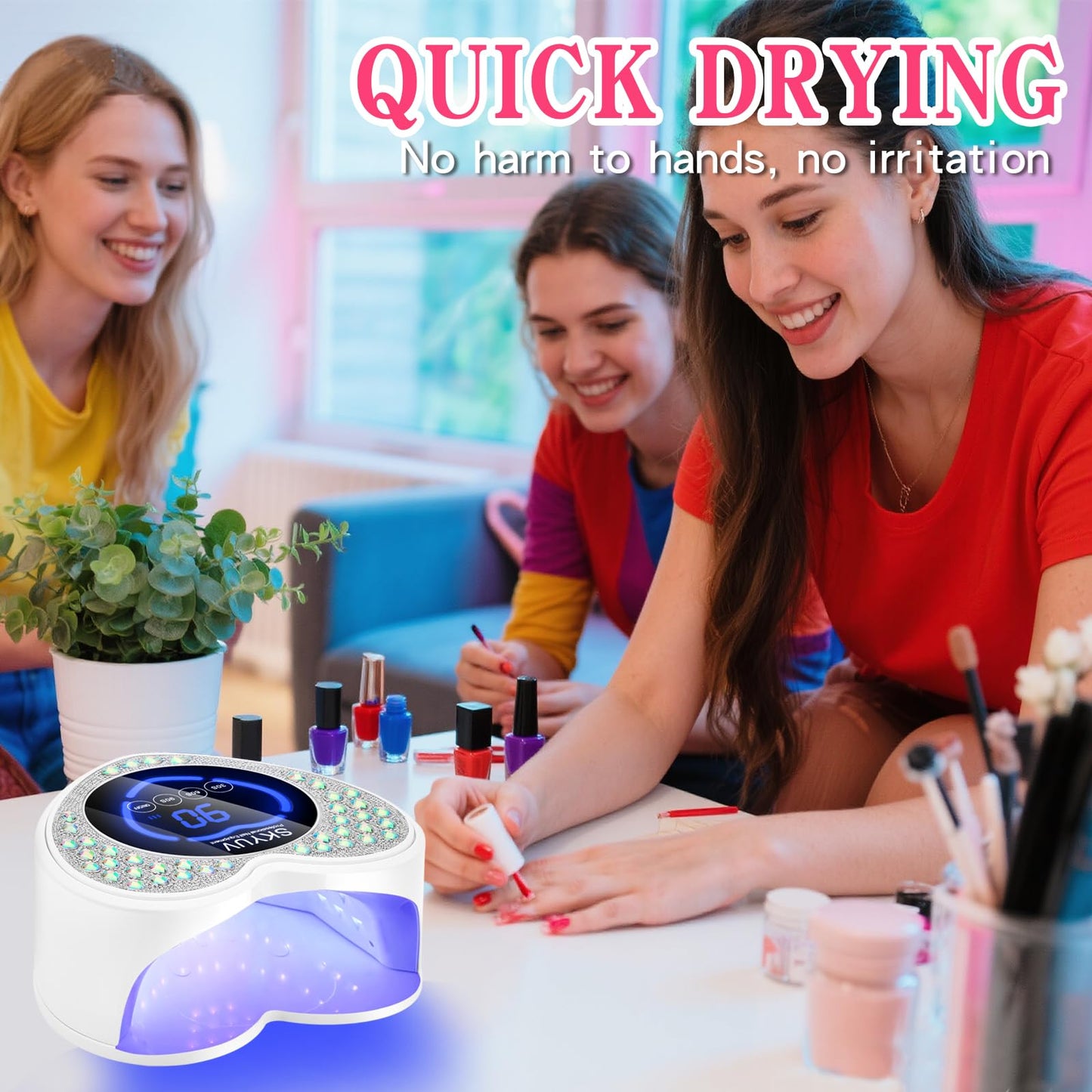 SKYUV UV LED Nail Lamp, Rechargeable Cordless Nail Dryer for Gel Polish, UV Nail Light with 45 Beads, Professional Quick Dry Curing Lamp with 3 Timers Setting for Salon and Home