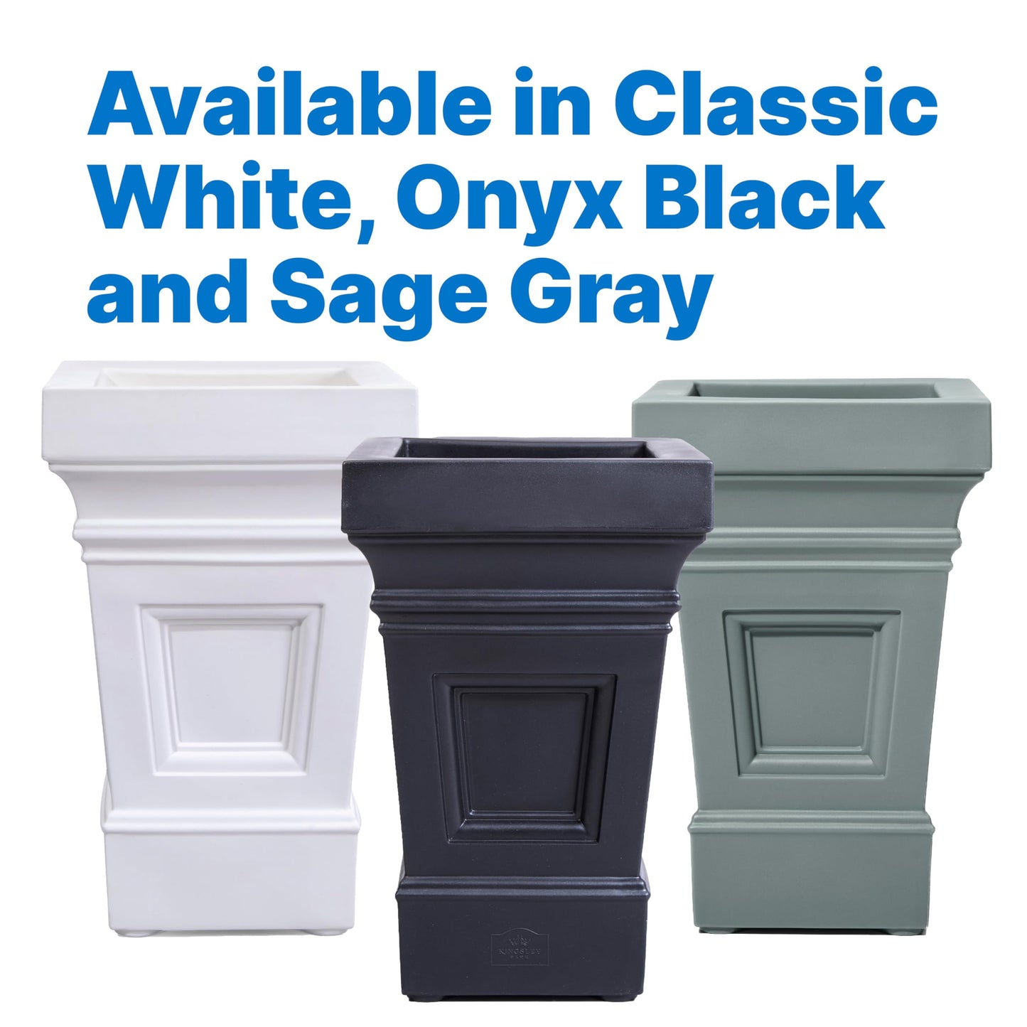 Step2 Atherton Square Planter, Large Planters for Outdoor Plants, Gardening and Flower Pot for Patio or Porch, Efficient Drainage, Durable Plastic, Sage Gray, 2-Pack