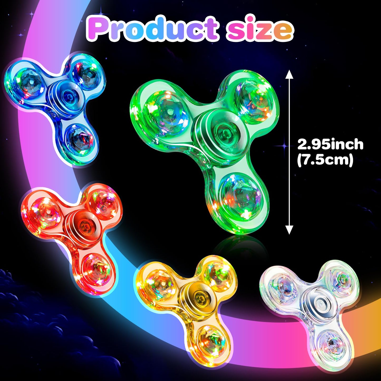 FIGROL 5 Pack Fidget Spinner, Light Up Fidget Spinners for Kids-Glow in The Dark Fidget Toy Party Favors Goodie Bag Stuffers Classroom Prizes