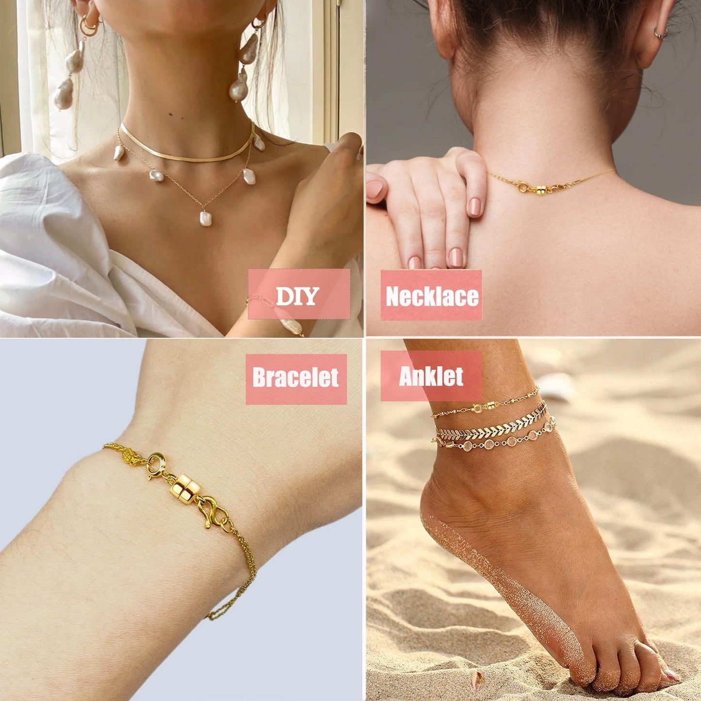 Necklace Clasps and Closures 14 K Gold and Silver Jewelry Converters for Bracelets Extender