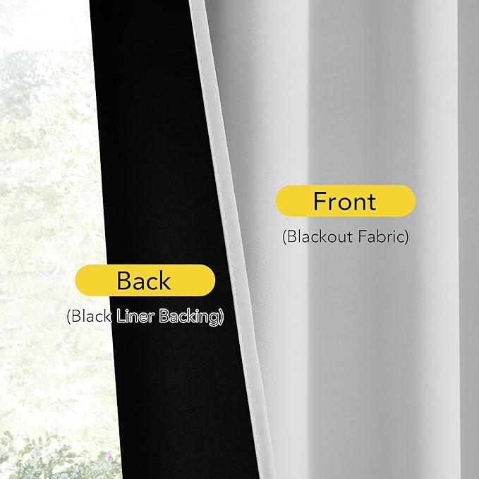 NICETOWN 100% Blackout Door Curtain Thermal Insulated Privacy Curtain for French Front Door with Tieback, Room Darkening Window Covering for Kitchen, W25 x L64, 1 Panel, Greyish White