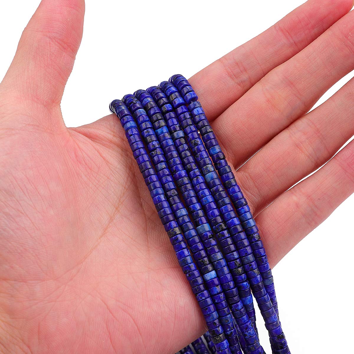 BEADIA Natural Lapis Lazuli Spacer Beads Caps Loose Semi Gemstone for Beading Jewelry Making 4mmx2mm 38cm