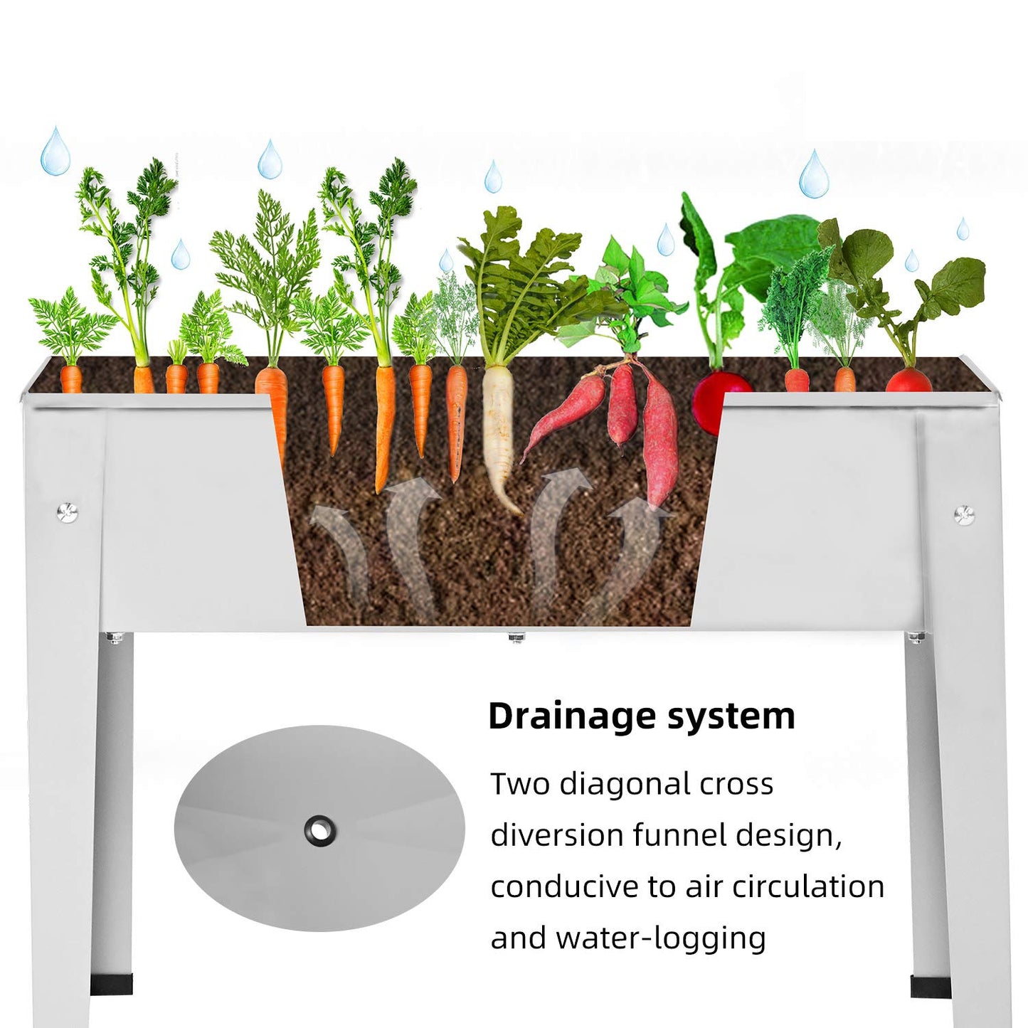 ProGard Raised Garden Bed, Garden Raised Planter Box with Legs, Galvanized Garden Planter for Herbs and Vegetables, 24" Grey
