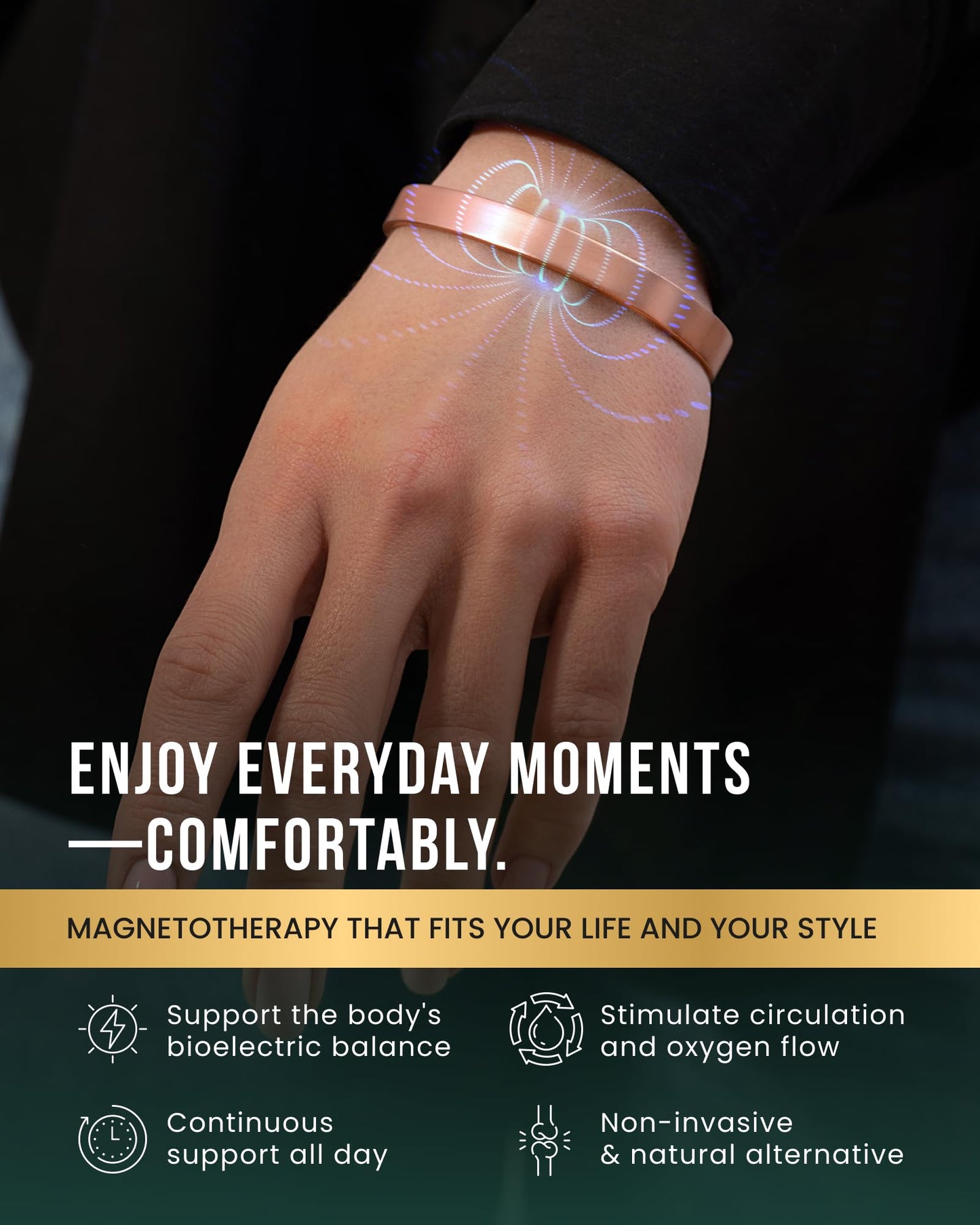 MagnetRX® Magnetic Copper Bracelet for Men & Women – Pure Copper Mens Bracelet or Cuff Bangle (Medium)