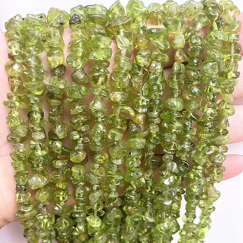PLTbeads Gemstone Chips Natural Green Peridot Lazuli 3-5mm Healing Crystals Waist Bracelets Necklace Kit Irregular Stone DIY Crafts Design Jewelry Making Approxi 32 inch
