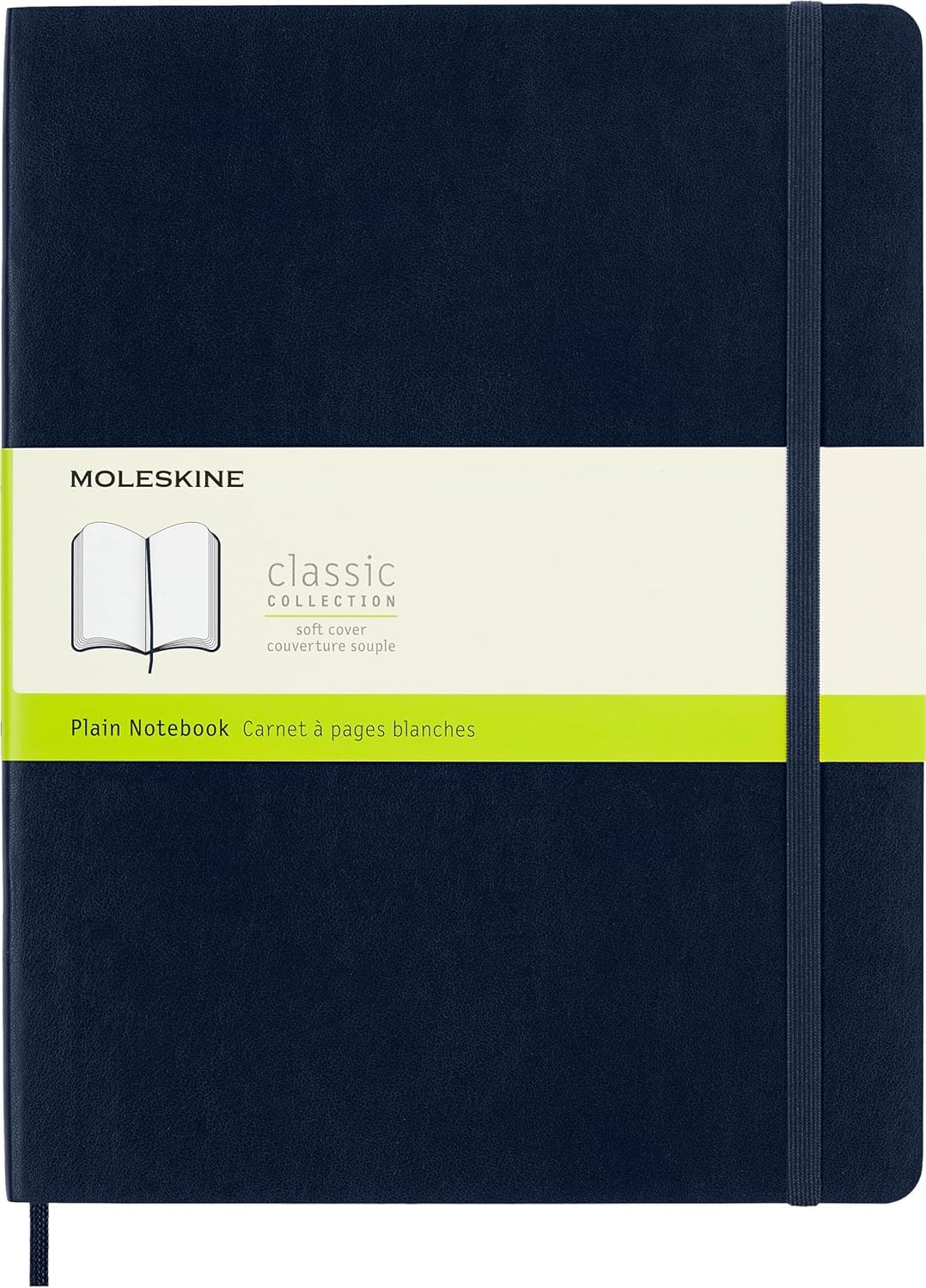 Moleskine Classic Notebook, Soft Cover, XL (7.5" x 9.5") Plain/Blank, Sapphire Blue, 192 Pages