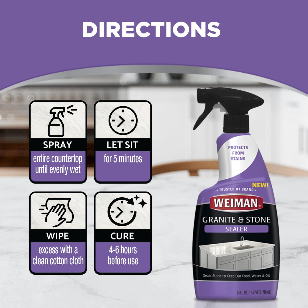 Stone & Granite Countertop Cleaner and Sealer Kit (48 Fl Oz)
