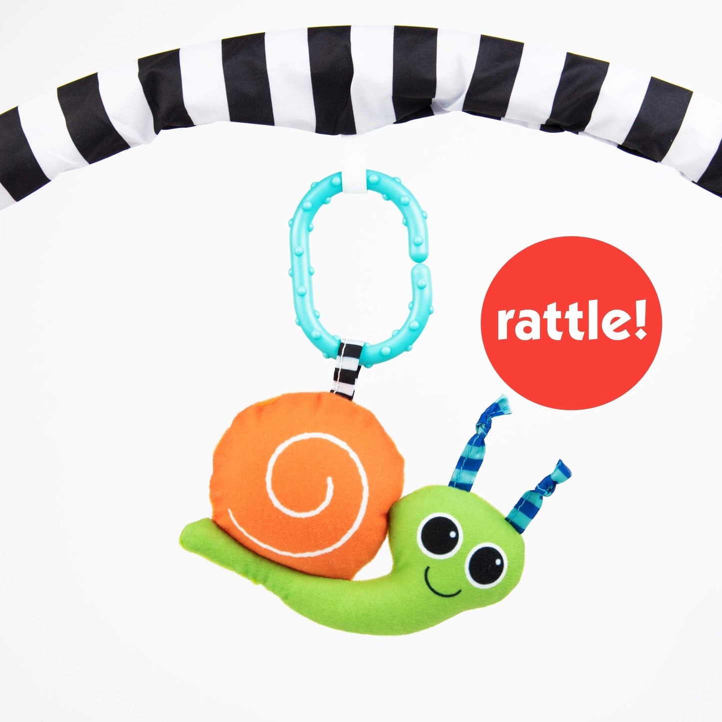Sassy Black & White Tummy Time Playmat for Tummy or Back Play with Detachable Toys, Ages 0+ Months