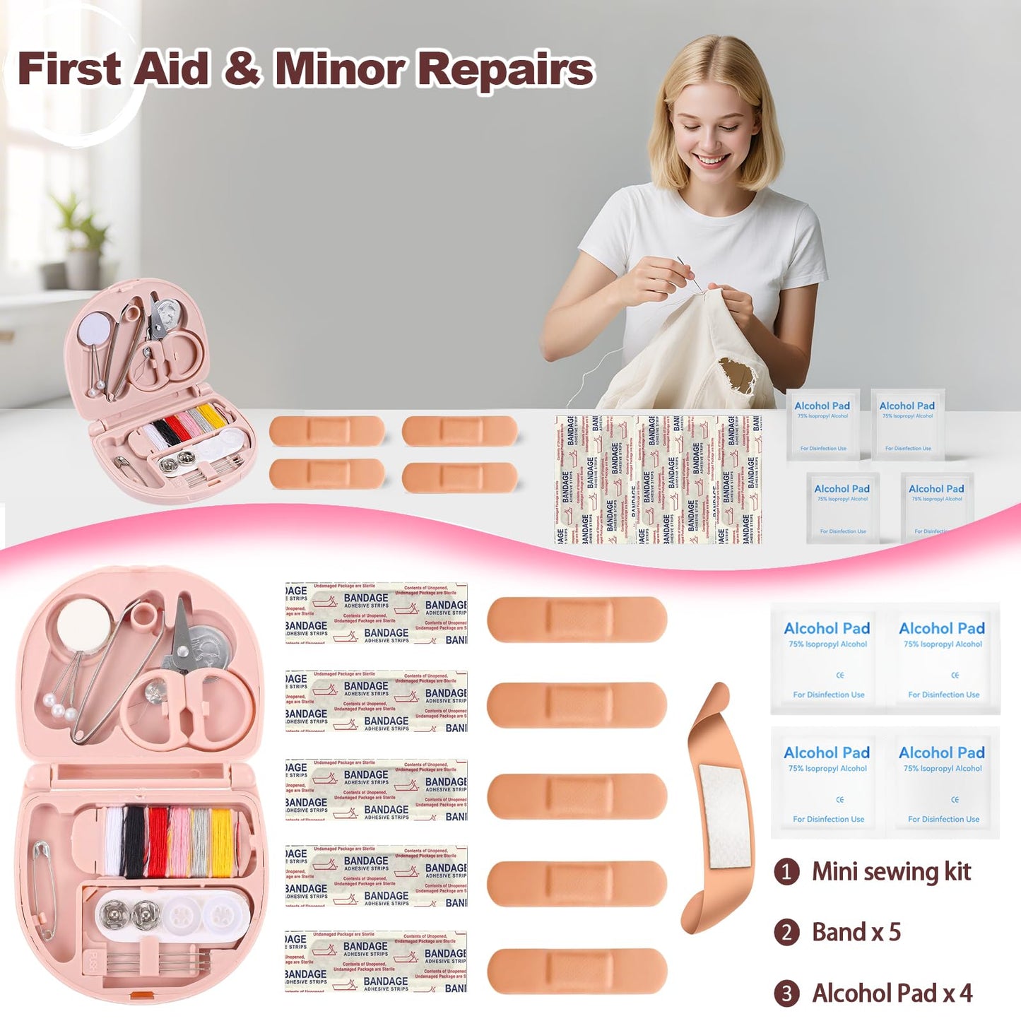 Bridal Emergency Kit for Wedding Day, Women's 40+ Essentials Items for Bride with Cosmetic Bag, Must-Haves for Wedding & Daily Travel, All-in-One Survival Set, Perfect Bride Wedding Gift