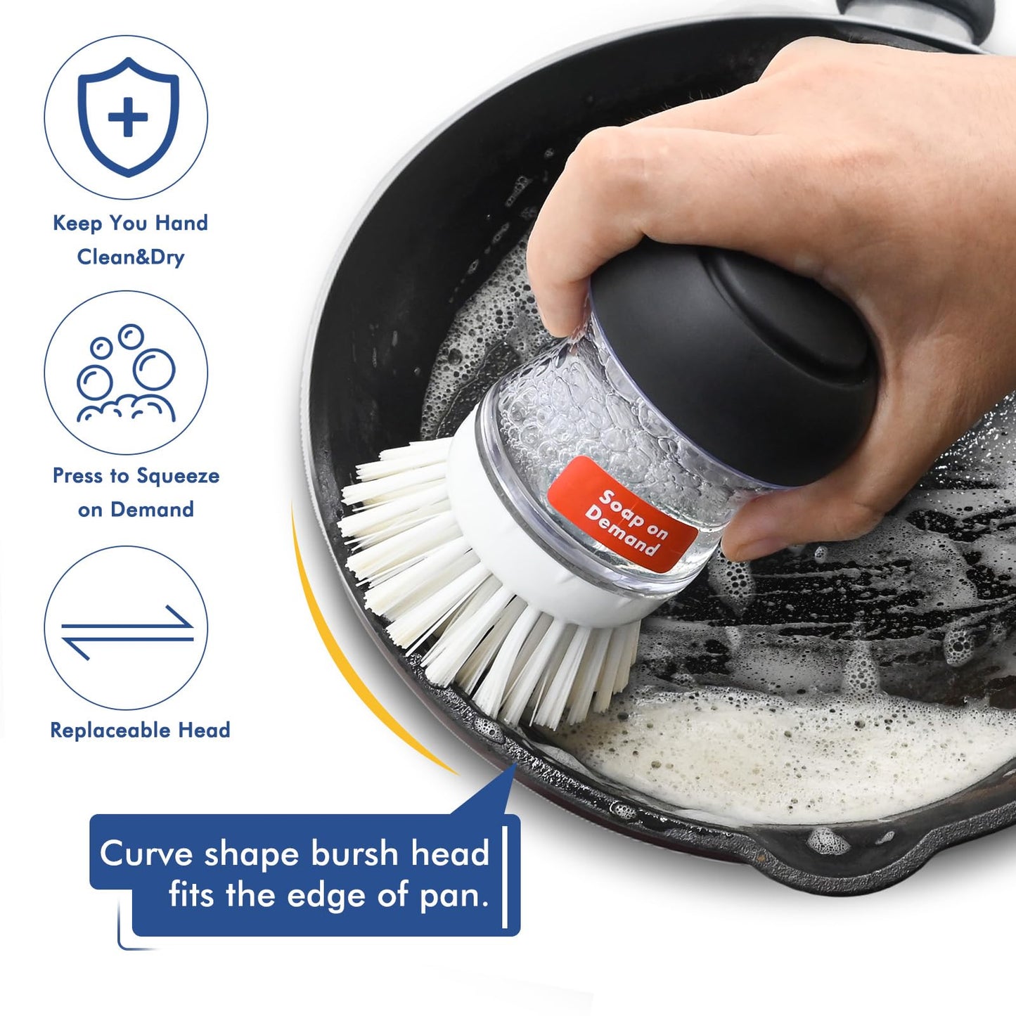 Palm Brush Refills for OXO Soap Dispensing Dish Brush - 4 Pack Cleaning Replacement Brush Head for OXO Palm Brush(White)