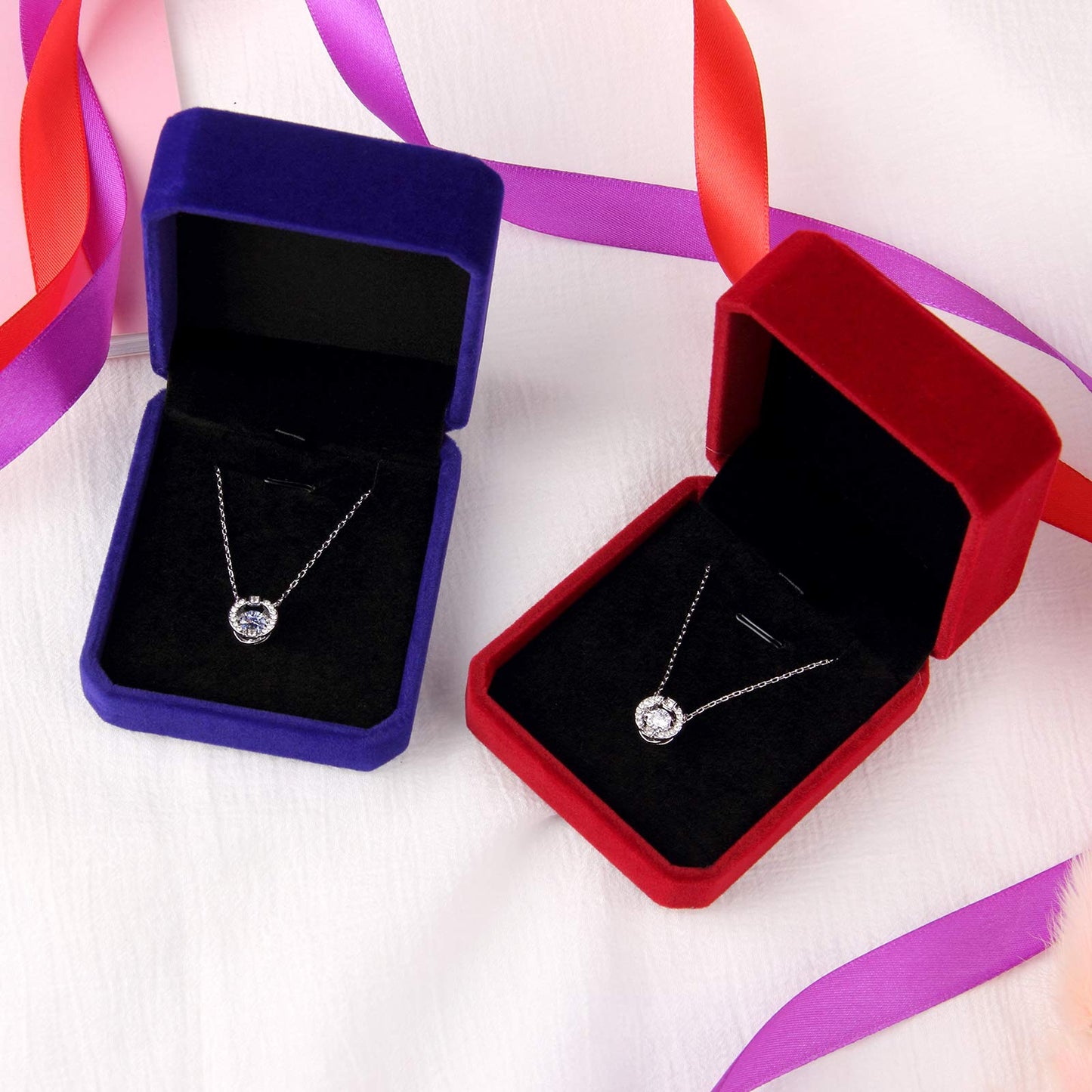 Lamoutor Velvet Gift Box Jewelry Gift Box for Necklace Bracelet Ring Stud Earrings for Wedding Proposal