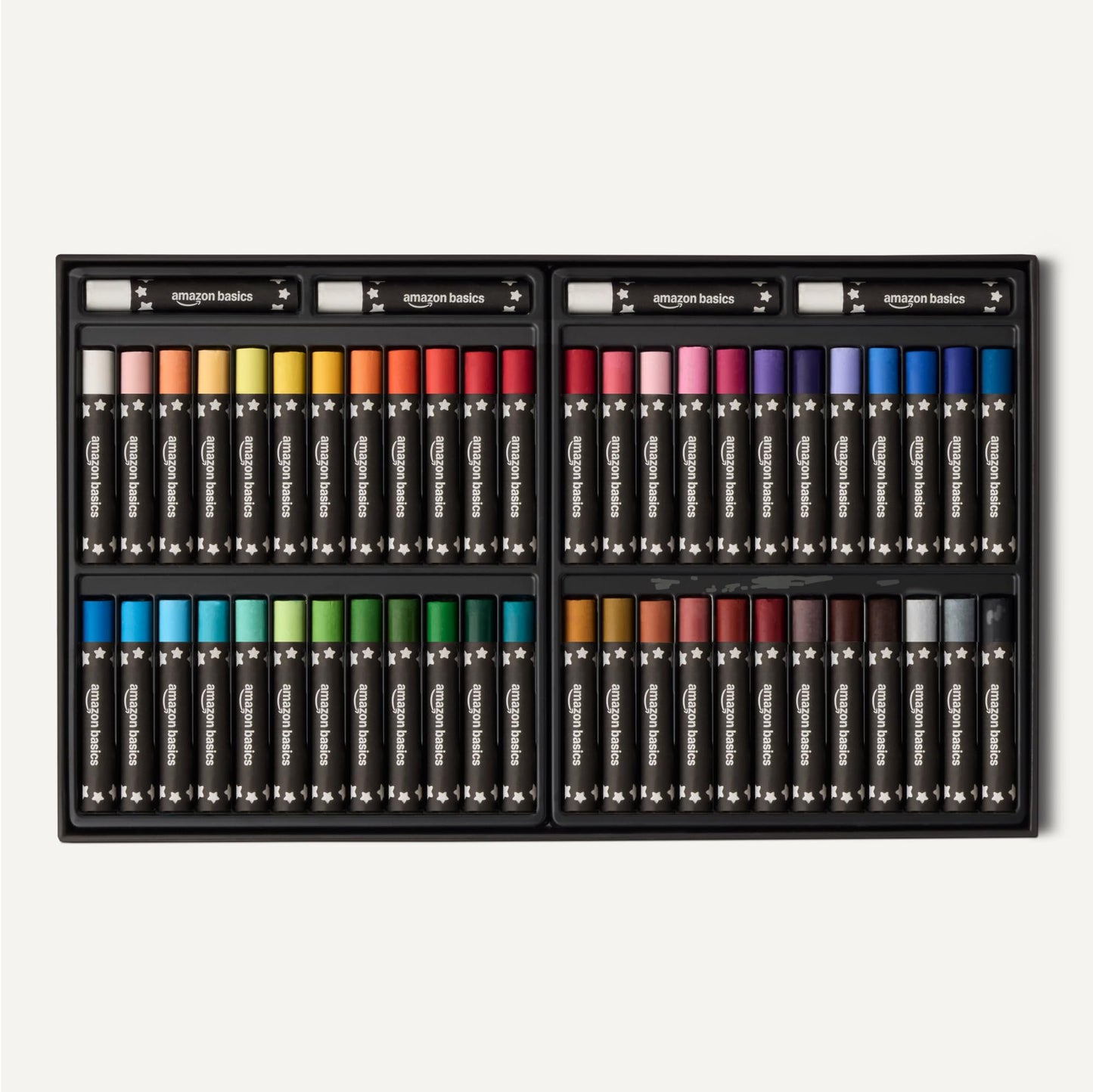 Amazon Basics Soft Oil Pastels Set for Artists, Beginners, Students, High-Pigment Vibrant Colors with Smooth Application, 48 Colors