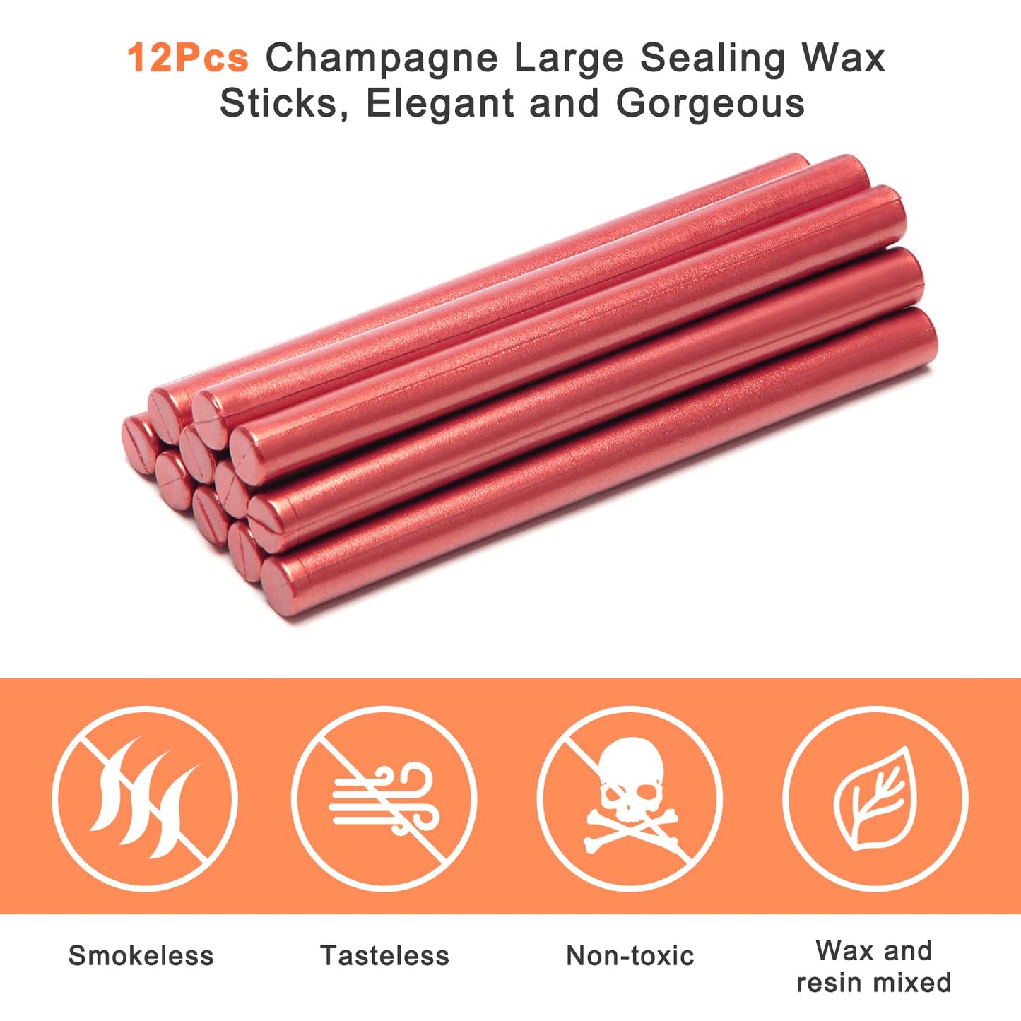 Luxiv Sealing Wax Sticks 12P with Glue Gun, 5.4" Fire Manuscript Seal Stamp for Wedding Invitations, Envelopes & Package Decoration