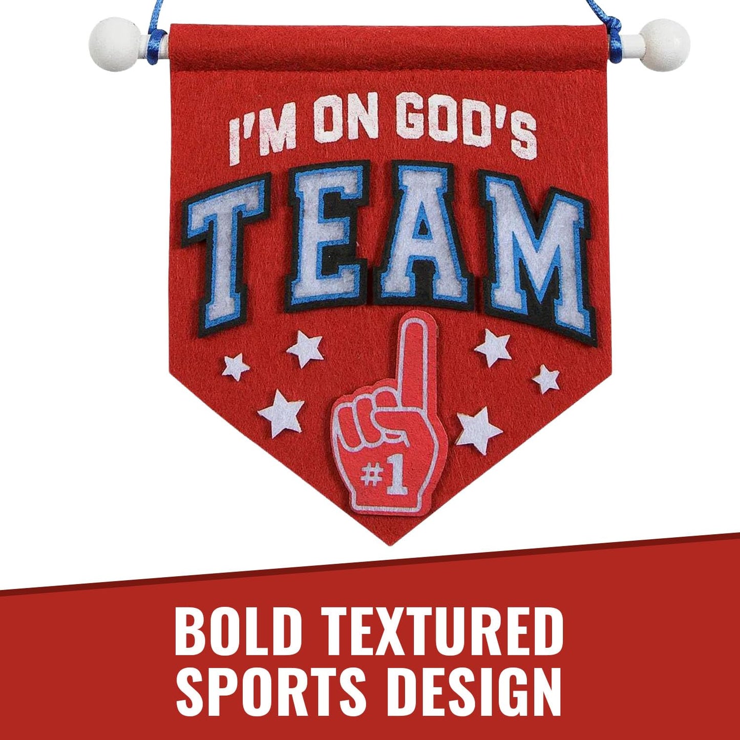 Fun Express I’m On God’s Team' Red Felt Banner Craft Kit – 12 Sets - Perfect for DIY Religious Decorations, Church Events & Sunday School Activities