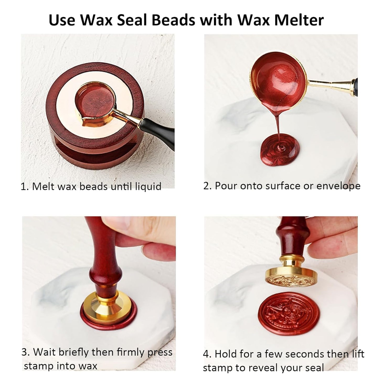 Sealing Wax Beads Kit, Atopbb 300pcs Mixed Blue Color Wax Seal Beads, 1pcs Wooden Wax Seal Warmer, 1pcs Melted Spoon and 10pcs Tea Candles for Wax Sealing Stamp Kit (300, Mixed Blue)