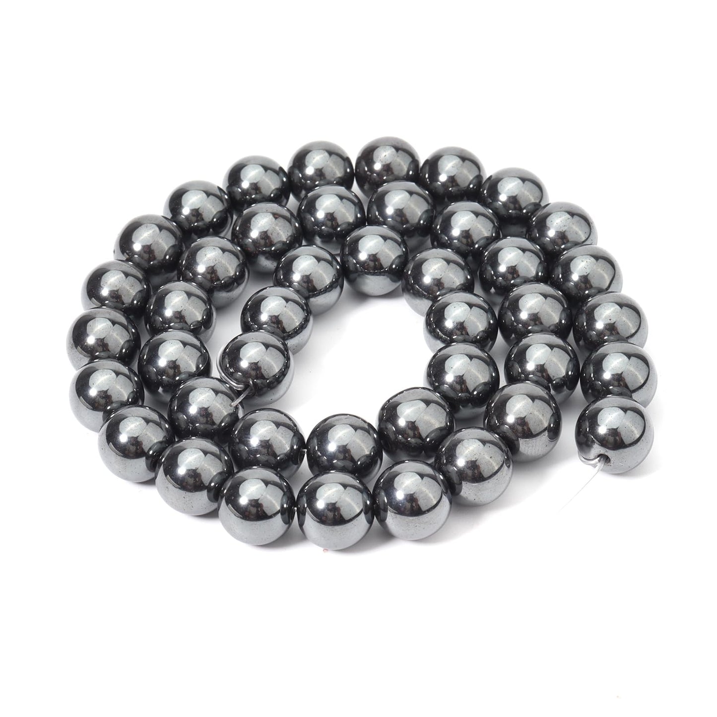 Siomia 45pcs 8mm Natural Black Hematite Beads Energy Healing Crystal Round Loose Stone Beads for Jewelry Making, DIY Bracelets Necklaces