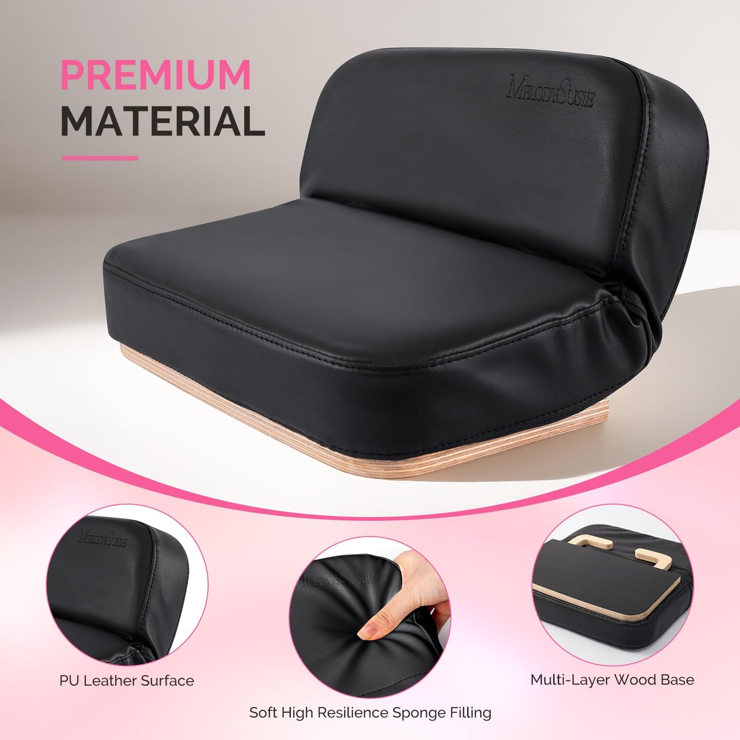 MelodySusie Foldable Nail Arm Rest for Nail Techs, 5-Level Adjustable Manicure Hand Rest Cushion, Large PU Leather Nail Hand Pillow for Acrylic Gel Nail Art, Salon Home Use, Black