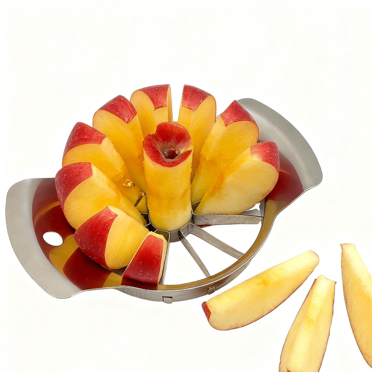 6.9 Inch Stainless Steel Large Apple Slicer,12 Slice Heavy Duty Apple Cutter Sharp Apple Slicer Corer,Apple Corer Tool,for Pear Potato Slicer and More