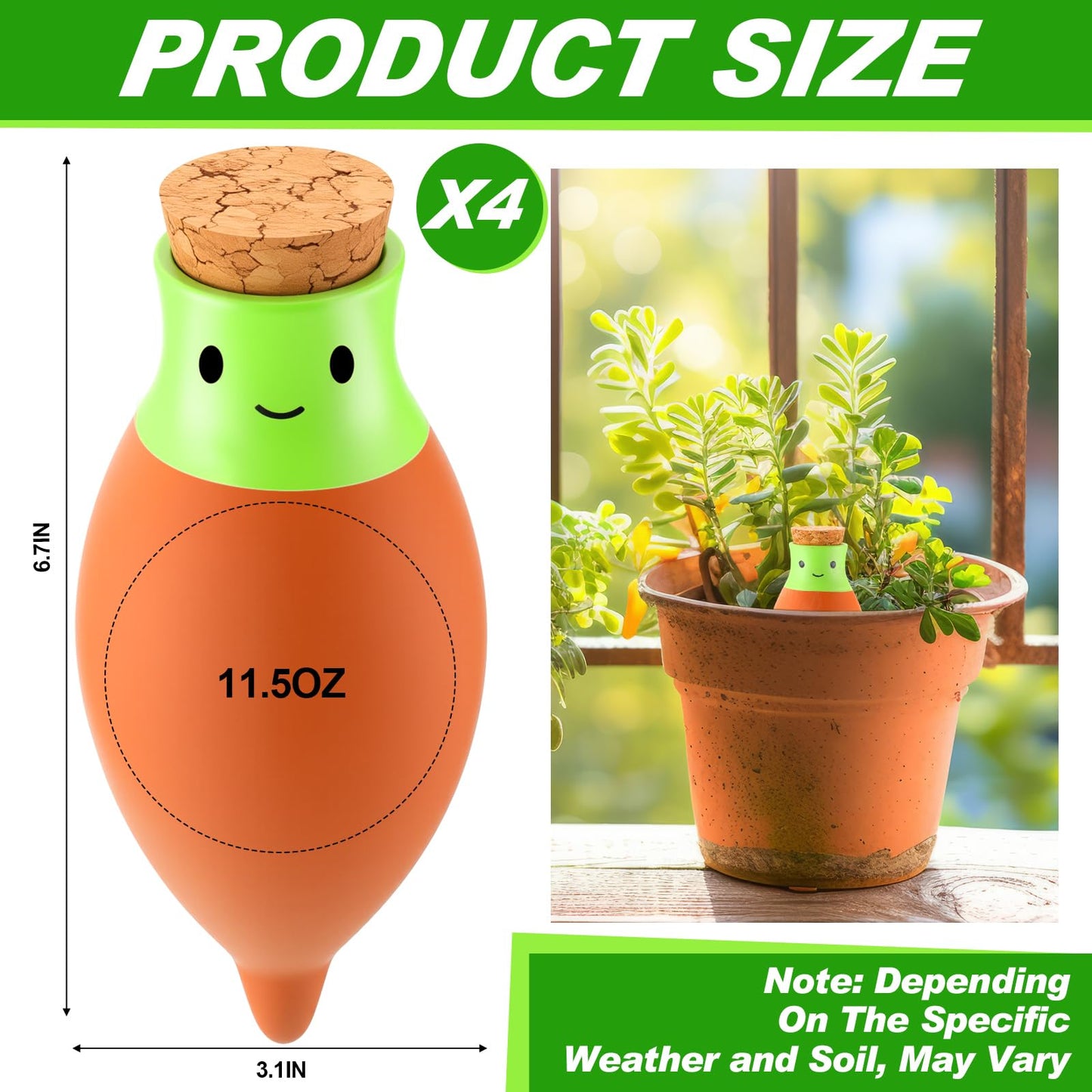 LemonRoad 4 Pcs Self Watering Terracotta Globes 11.5oz Large Ollas Plant Watering Globes Planter Insert Spike Pot Clay Planter Irrigation Device for Outdoor Indoor Easy to Refill Plant Lover Gift