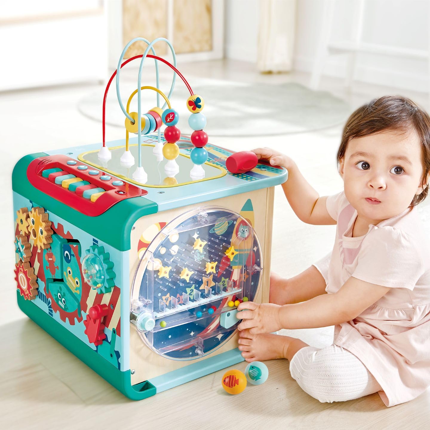 Hape Explore and Learn Magic Cube | Piano Keyboard and Drum Set Musical Toy and Instrument, for Toddlers Ages 12M+