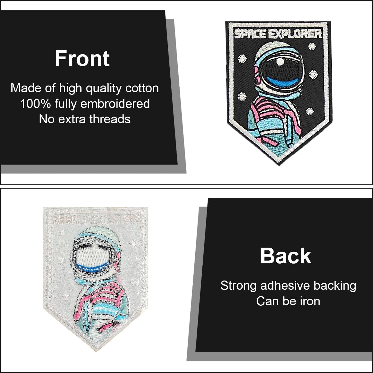RF-patch 40Pcs Iron on Patches Variety Pack, Large Embroidered Applique Iron on Patch for Clothes, Hats, Jeans, Backpacks, Etc, Machine Washable