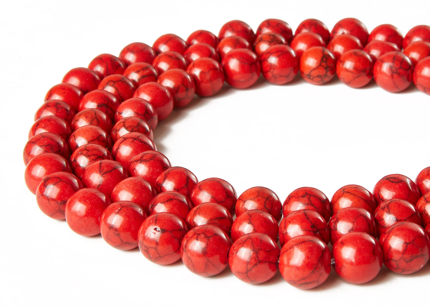 100pcs 6mm Red Turquoise Beads Natural Gemstone Beads Round Loose Beads for Jewelry Making