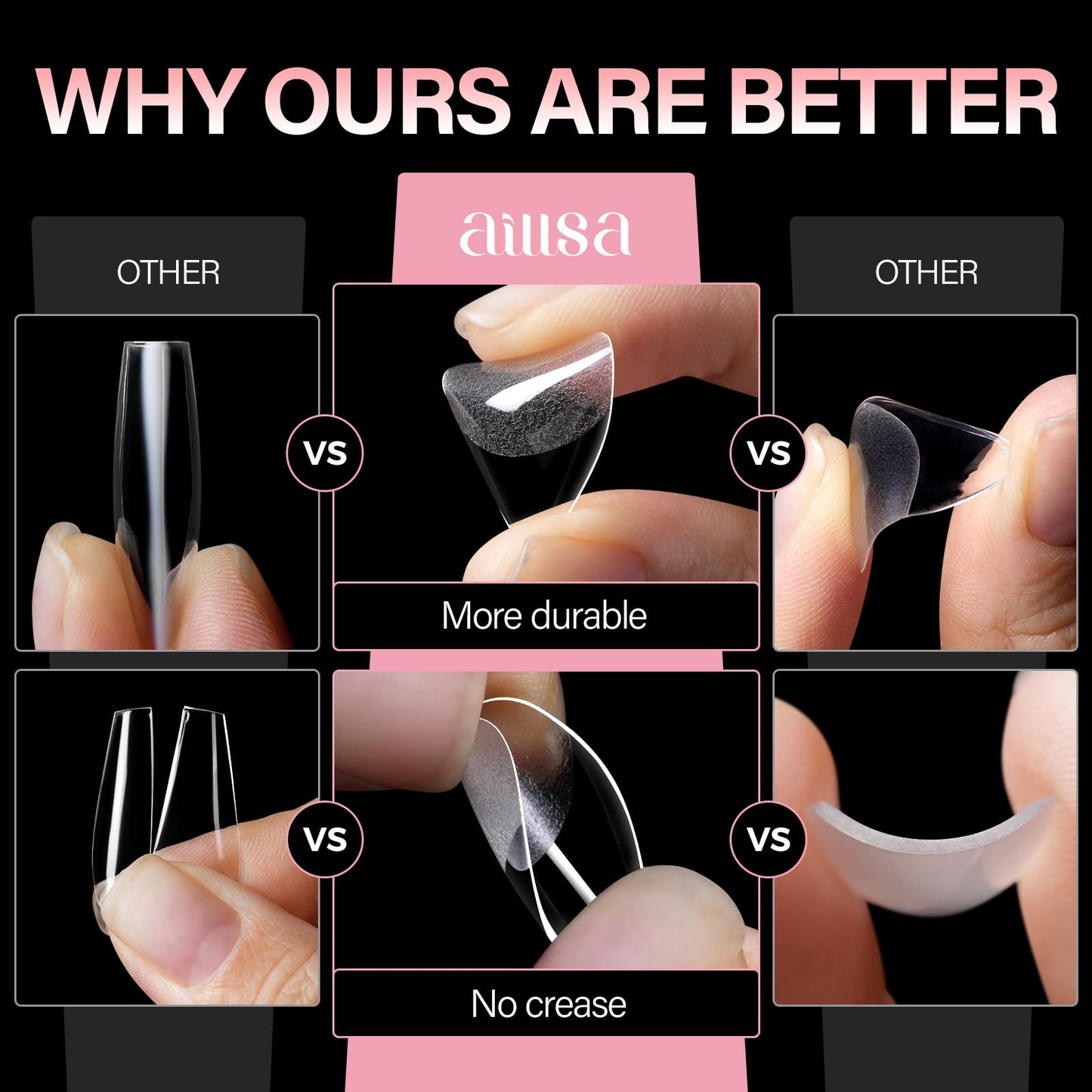 AILLSA Short Almond Nail Tips - 15 Sizes 240pcs Half Matte False Nail Tips Pre-shaped Short Nails Tips, Full Cover Clear Press on Gelly Tips for Home Salon Daily Nail Art with Storage Box