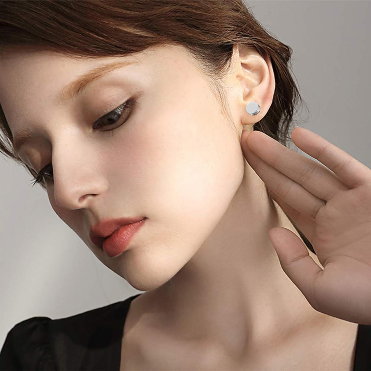 NEWITIN 6 Pairs Stainless Steel Magnetic Stud Earrings for Men Clip on Earring Magnetic Earring Unisex Non Piercing CZ Magnet Studs Diamond Earrings for Women Men