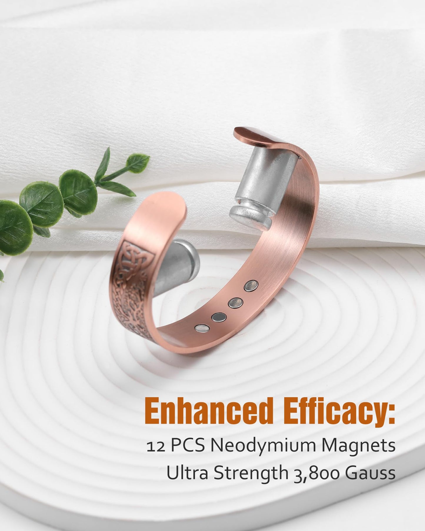 Jecanori Magnetic Copper Bracelet for Men, 99.99% Pure Solid Copper Bracelets With 12X Strength Magnets, Ideal Gift