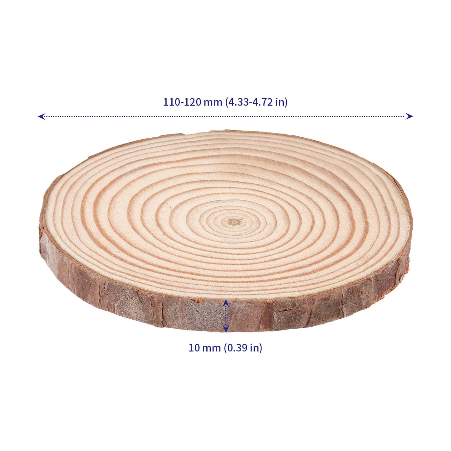 SOUJAP 60 PCS 4.3-4.7 inch Natural Wood Slices, Unfinished Round Wooden Slices, Log Discs Circles for DIY Crafts, Ornament, Coaster