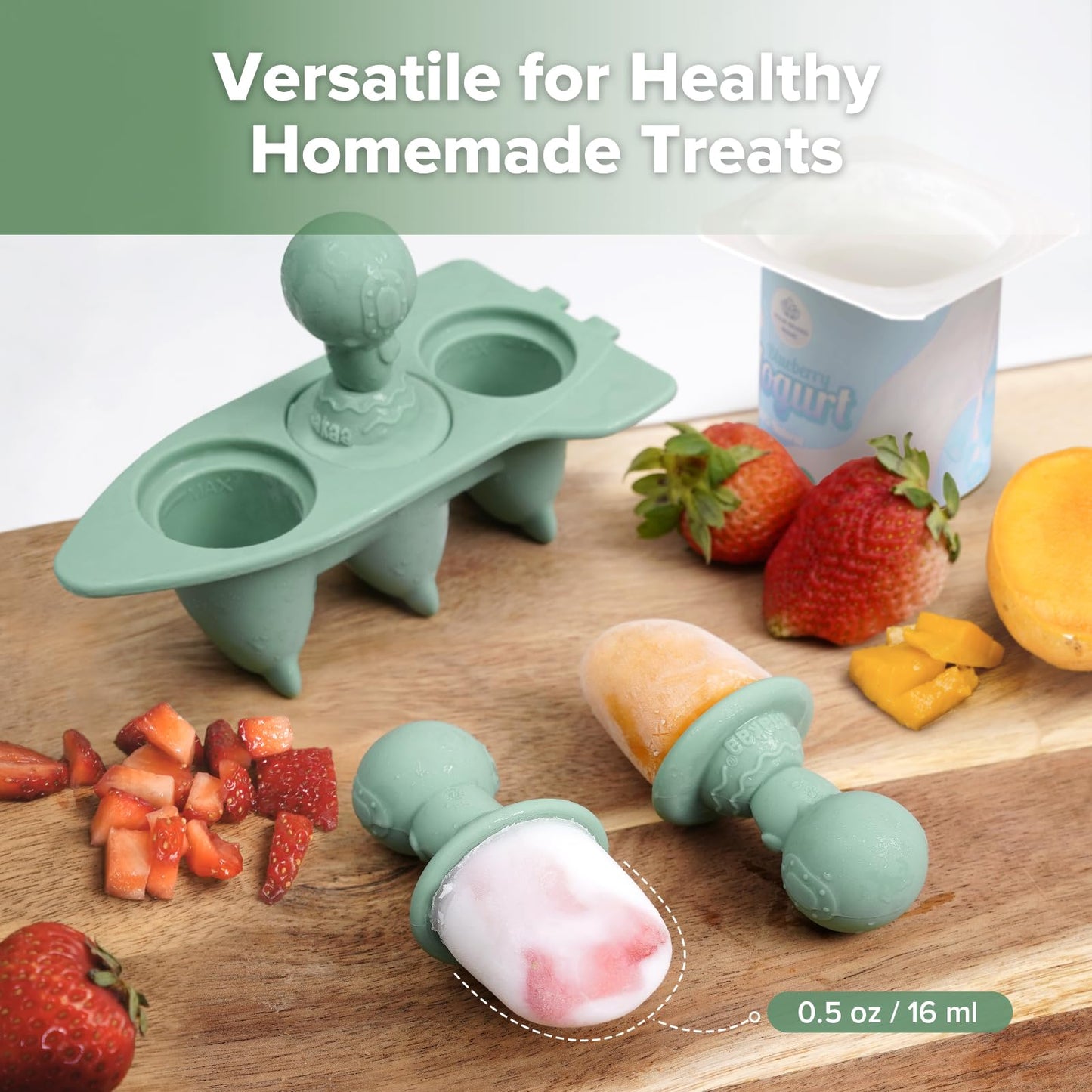 haakaa Silicone Baby Teether Toys&Ice Pop Mould Set-Nipple-Shaped End for Gum Massage,360° Baby Toothbrush Head for Self-Brushing Training- Mini Silicone Breastmilk Popsicle Molds with Sticks