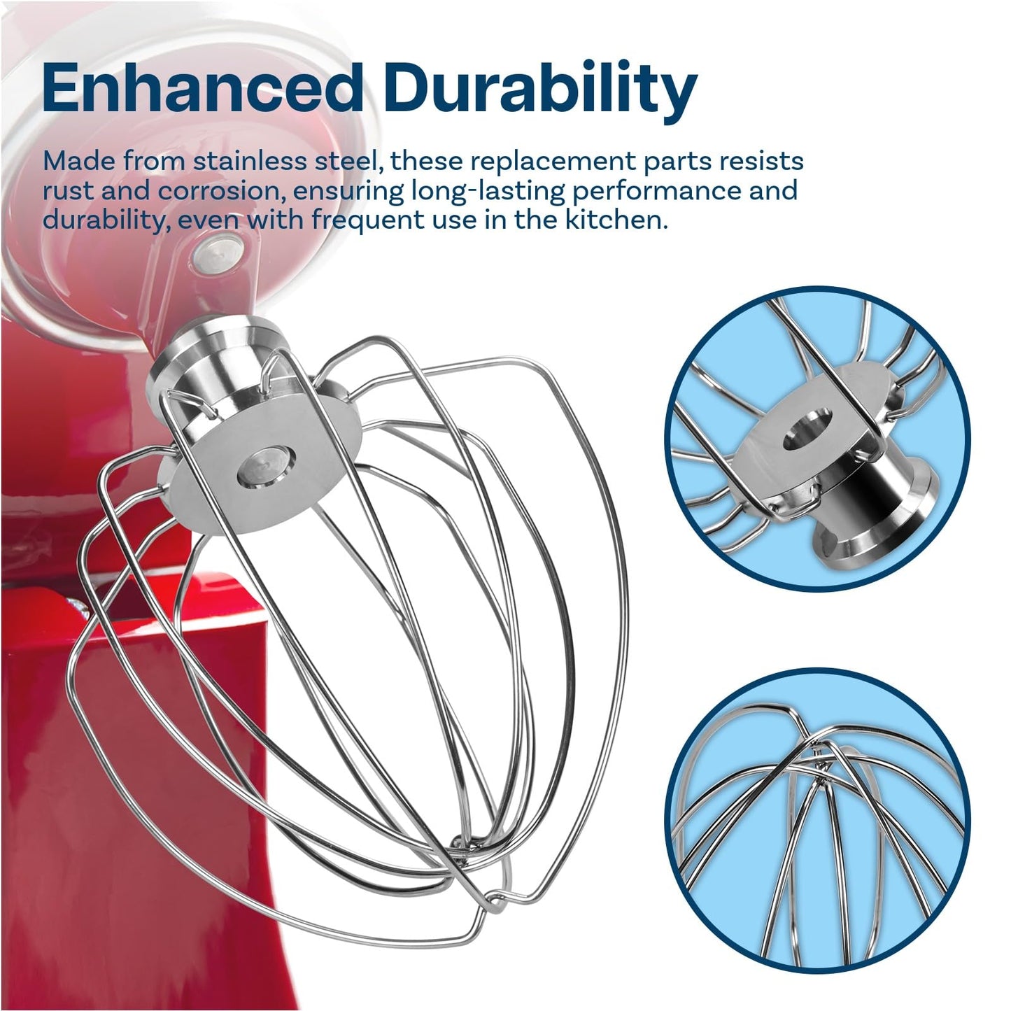 Mixer Attachments for KitchenAid 4.5–5 Quart Tilt-Head Stand Mixers – Compatible with Artisan & Classic – Beaters, Whisks, Dough Hooks & Attachment Sets by MMOBIEL (3-in-1, Stainless Steel)