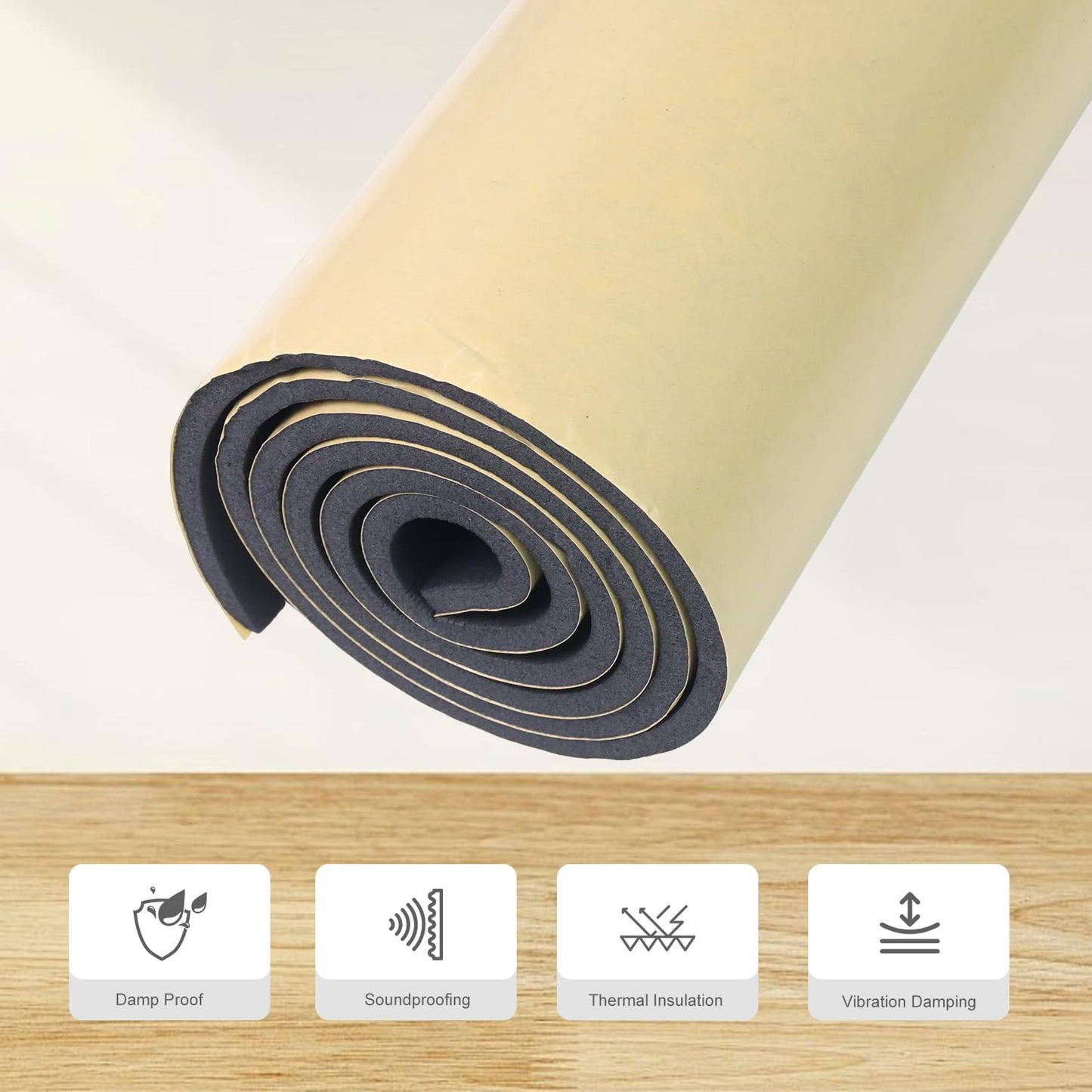 Storystore Foam Rubber Sheet with Adhesive, 12 x 59 x 1/4 Inch Closed Cell Insulation Neoprene Foam Sheet, Multi-Function Soundproof Weatherproof Foam Padding